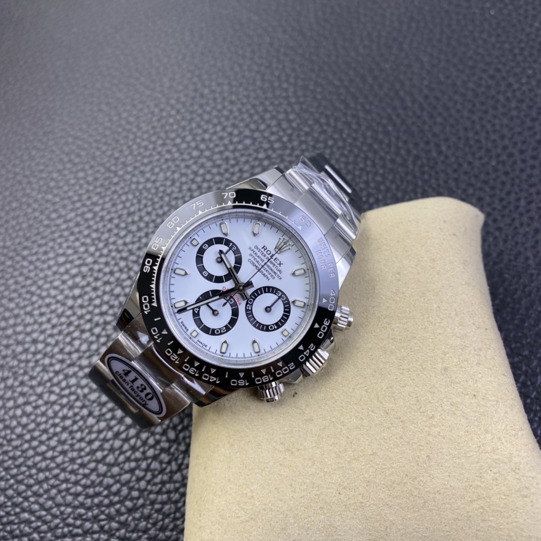 Clean Factory Top Replica Rolex Panda Daytona 116500 904L Steel Case and Bracelet White Dial SA4130 Movement 06
