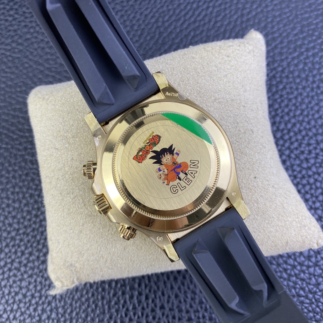 China Clean Factory Watch Daytona 116518 Yellow Gold Case White Dial Black Ceramic Bezel Black Oysterflex Rubber Strap SA4130 06