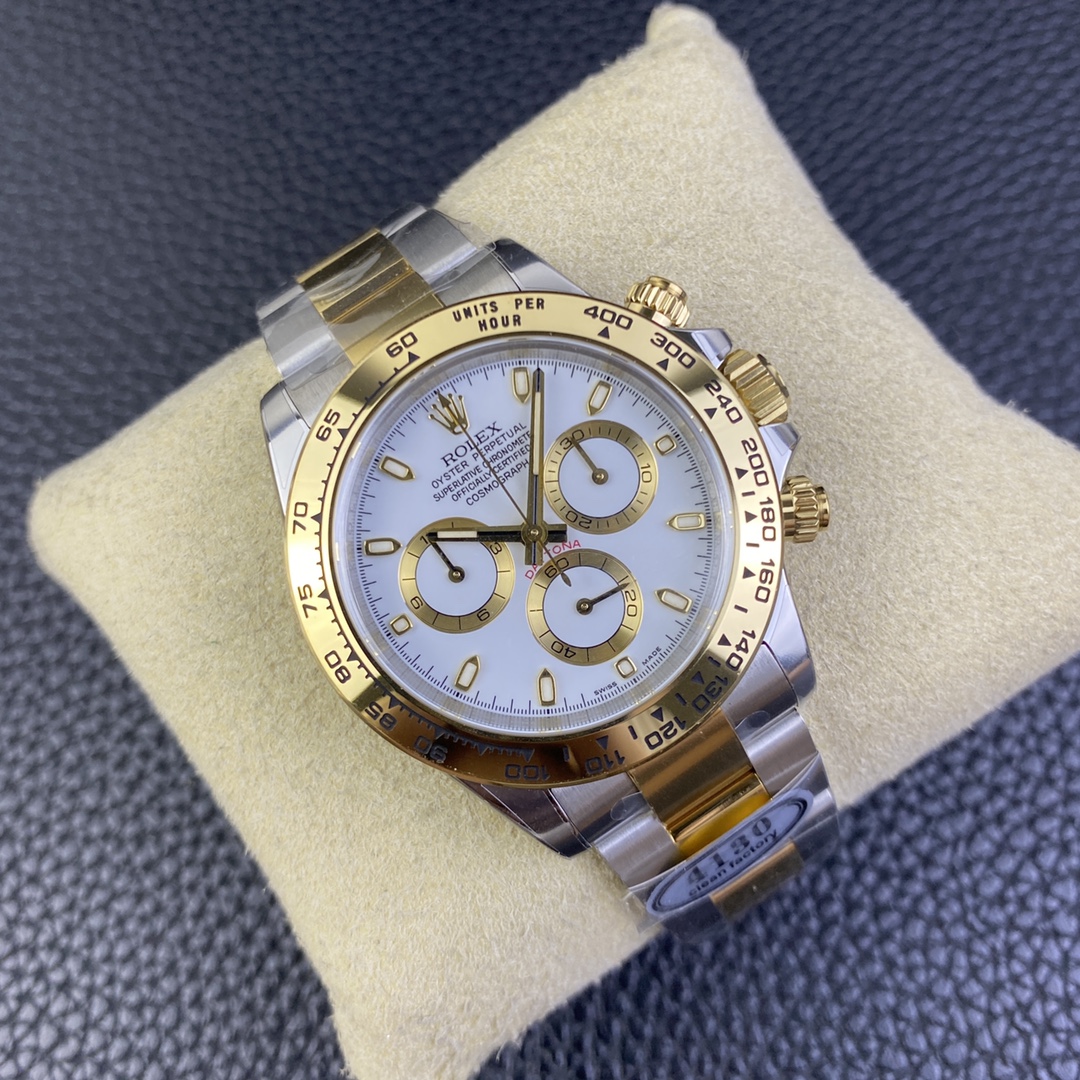 Clean Factory Watch Daytona 116508 Two Tone Yellow Gold and Steel Case Bracelet White Dial Super Clone 4130 Movement 02