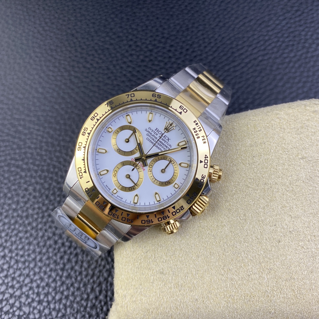 Clean Factory Watch Daytona 116508 Two Tone Yellow Gold and Steel Case Bracelet White Dial Super Clone 4130 Movement 04