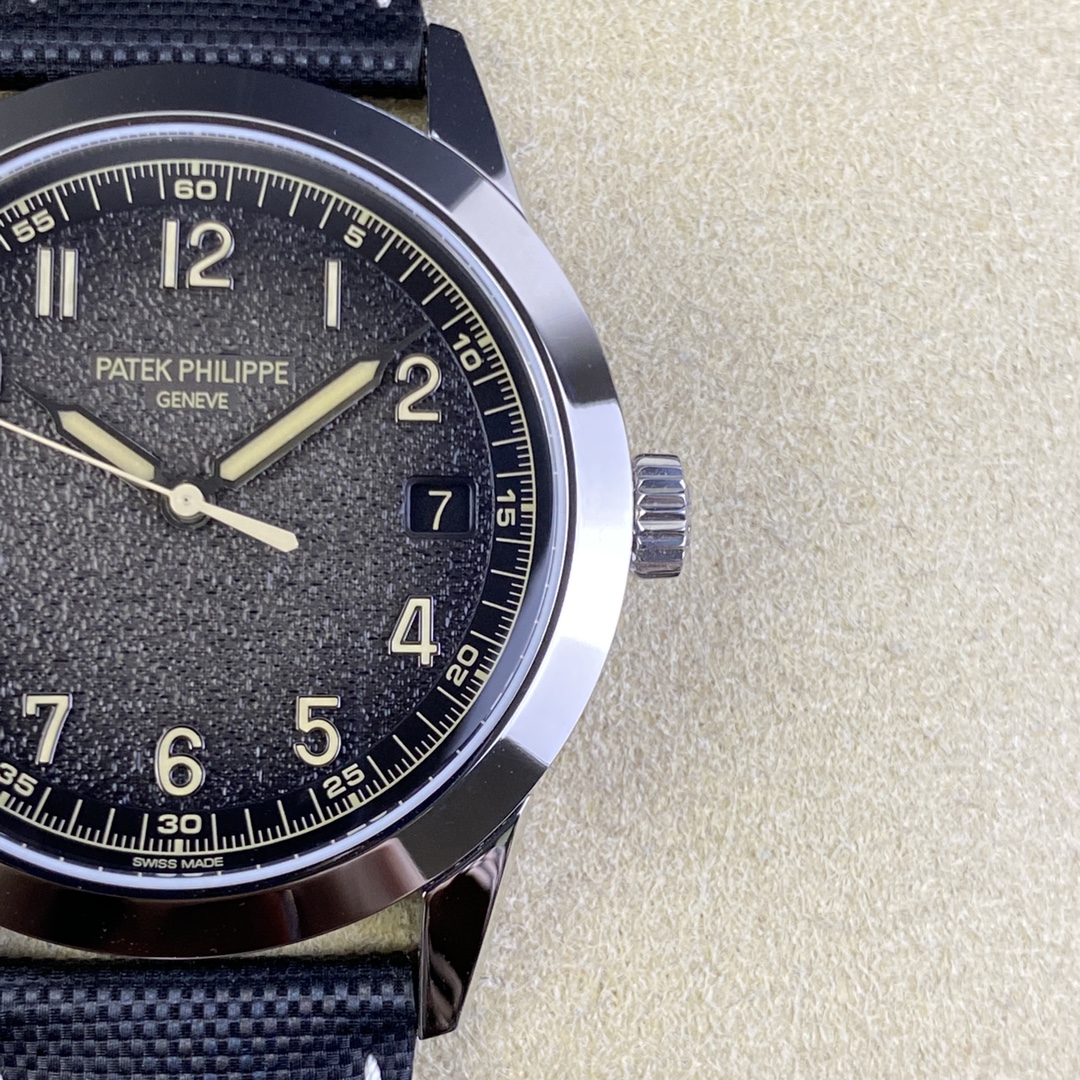 Noob Watch Time PPF Best Patek Calatrava 5226G Stainless Steel Case Gray Rock Dial on Black Nylon Strap 330CS 010