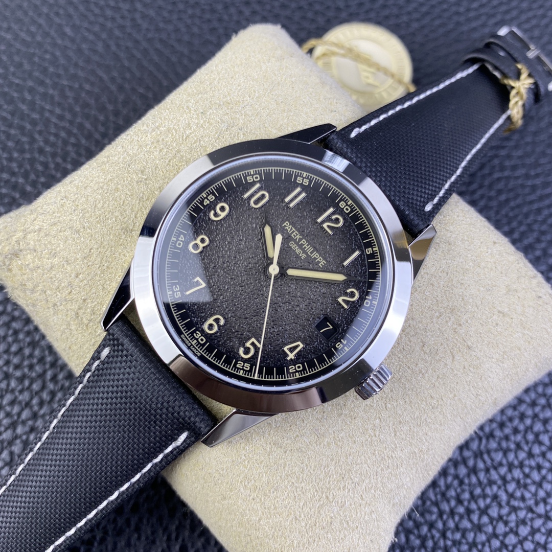 Noob Watch Time PPF Best Patek Calatrava 5226G Stainless Steel Case Gray Rock Dial on Black Nylon Strap 330CS 03