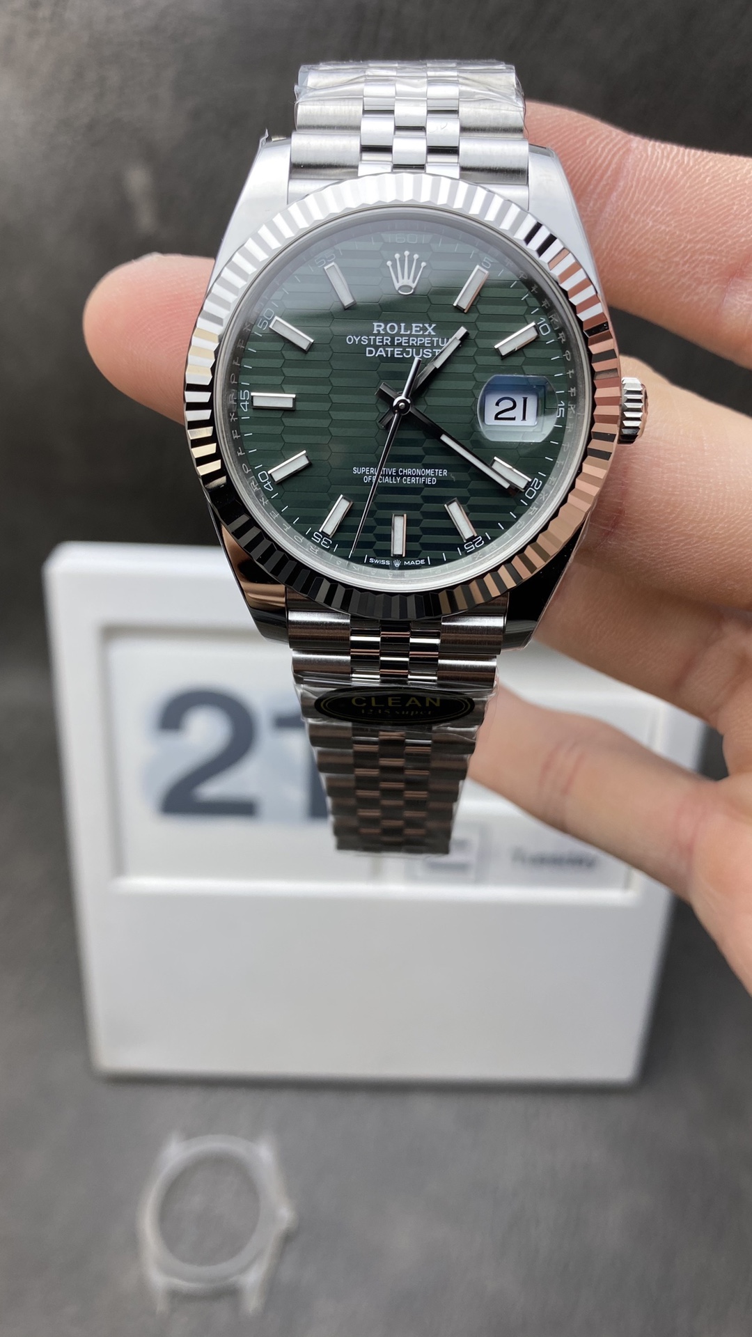 Clean Factory DateJust 126334 41mm CF Rolex Watch Best Edition 904L Steel Green Texuted Dial on Jubilee Bracelet VR3235 Clean Factory DateJust 126334 41mm CF Rolex Watch Best Edition 904L Steel Green Texuted Dial on Jubilee Bracelet VR3235
