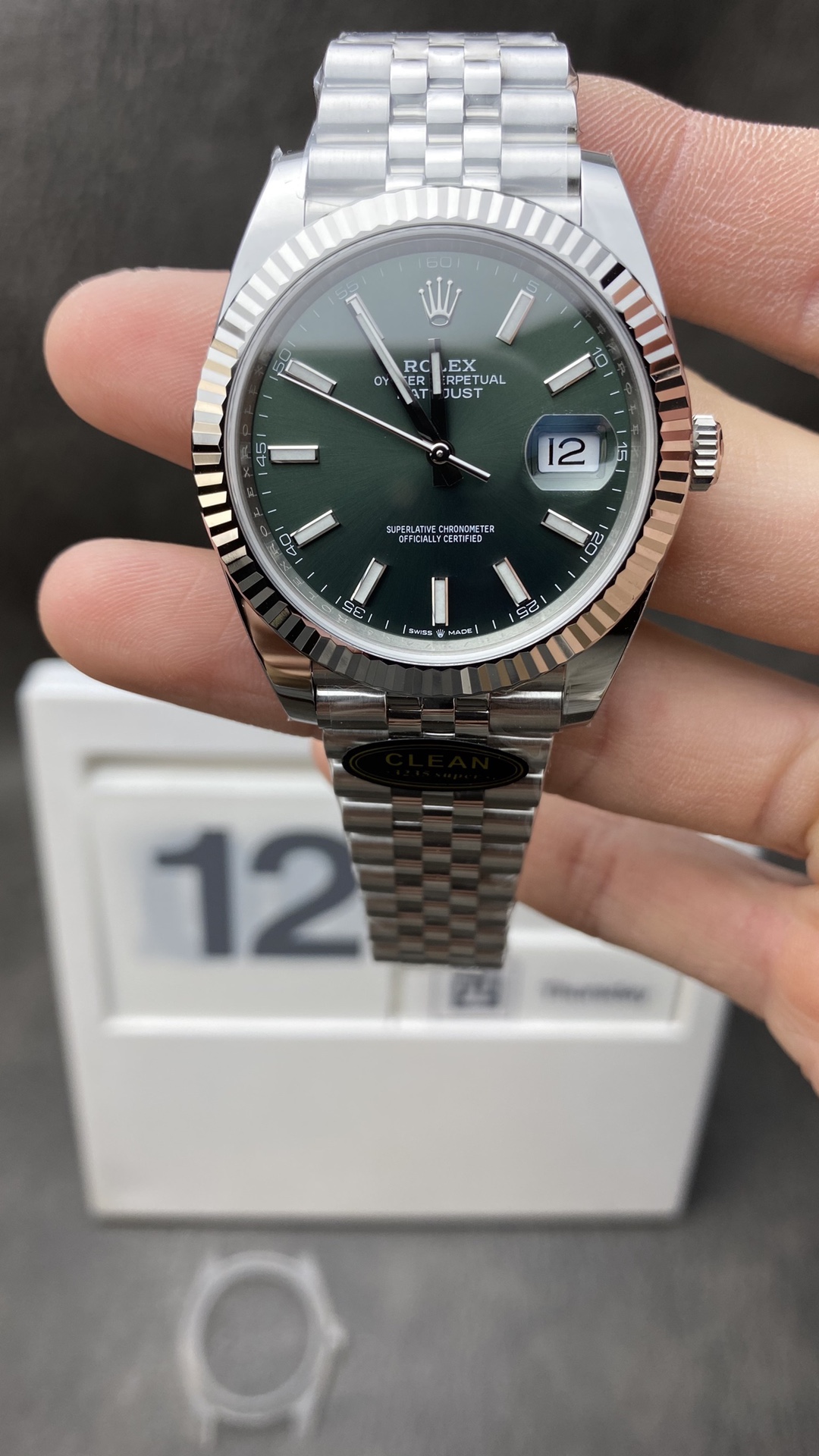 Clean Factory DateJust 126334 41mm CF Rolex Watch Best Edition 904L Steel Olive Green Dial on Jubilee Bracelet VR3235 Clean Factory DateJust 126334 41mm CF Rolex Watch Best Edition 904L Steel Olive Green Dial on Jubilee Bracelet VR3235