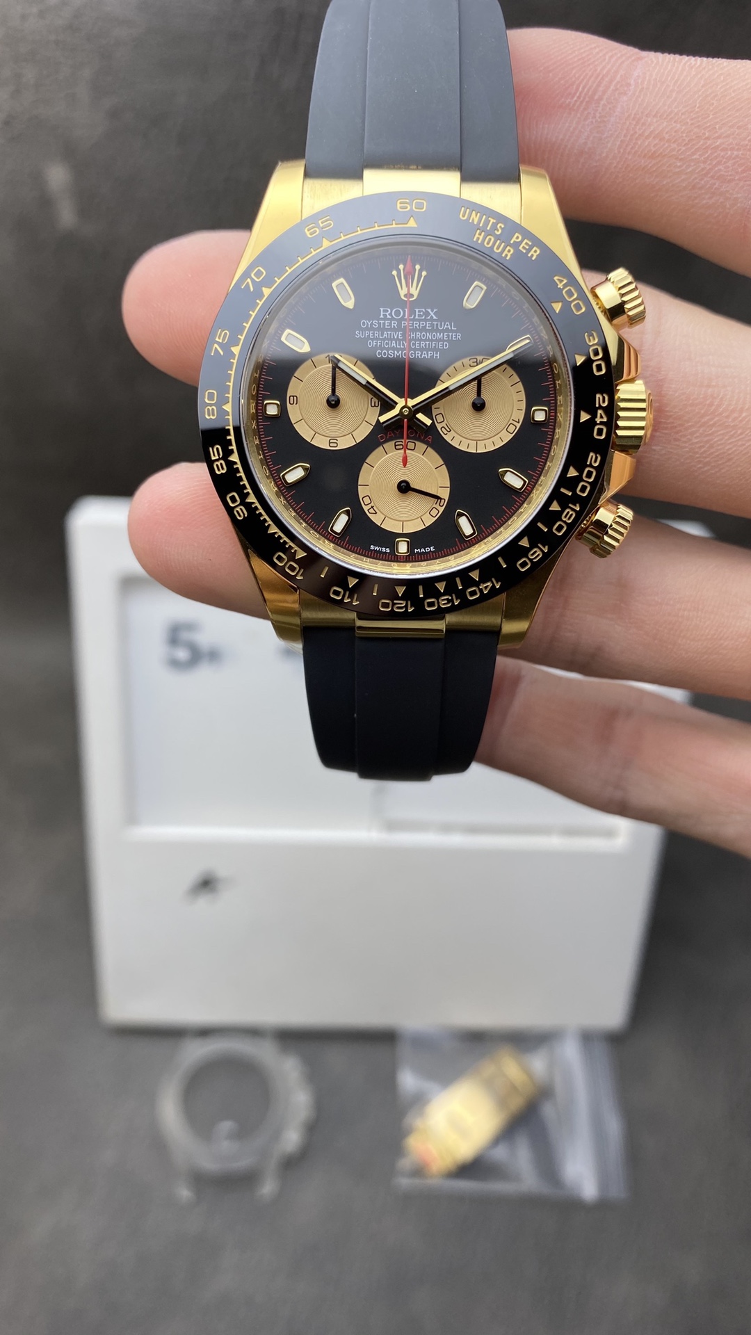 Clean Factory Watch Daytona 116518 Best Edition Paul Newman Black Dial Yellow Gold Sub Dial Black Oysterflex Rubber Strap SA4130 Clean Factory Watch Daytona 116518 Best Edition Paul Newman Black Dial Yellow Gold Sub Dial Black Oysterflex Rubber Strap SA4130