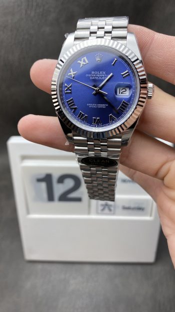 Clean Factory Datejust CF Datejust 126334 41mm Azzurro Blue Dial Roma Markers Jubilee Bracelet 904L Oystersteel DD3235 Movement