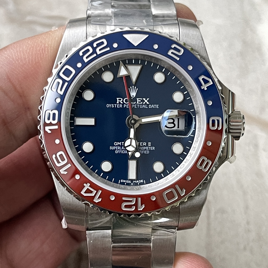 Clean Factory Rolex CF GMT Master II 126719BLRO Midnight Blue Dial Red Blue Ceramic Bezel 904L Oystersteel Oyster Bracelet SA3285 Movement 02