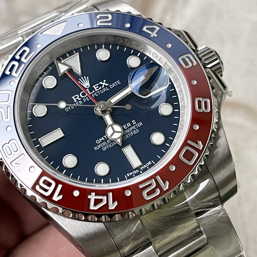 Clean Factory Rolex CF GMT Master II 126719BLRO Midnight Blue Dial Red Blue Ceramic Bezel 904L Oystersteel Oyster Bracelet SA3285 Movement 04