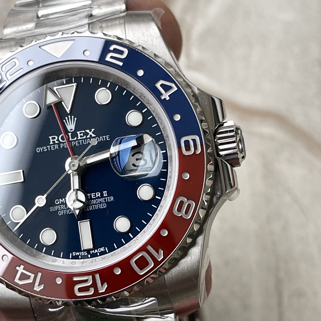 Clean Factory Rolex CF GMT Master II 126719BLRO Midnight Blue Dial Red Blue Ceramic Bezel 904L Oystersteel Oyster Bracelet SA3285 Movement 06