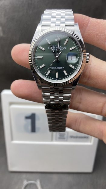 Clean Factory Rolex Datejust 36 126234 Olive Green Dial 904L Steel Case Jubilee Bracelet 3235 Movement