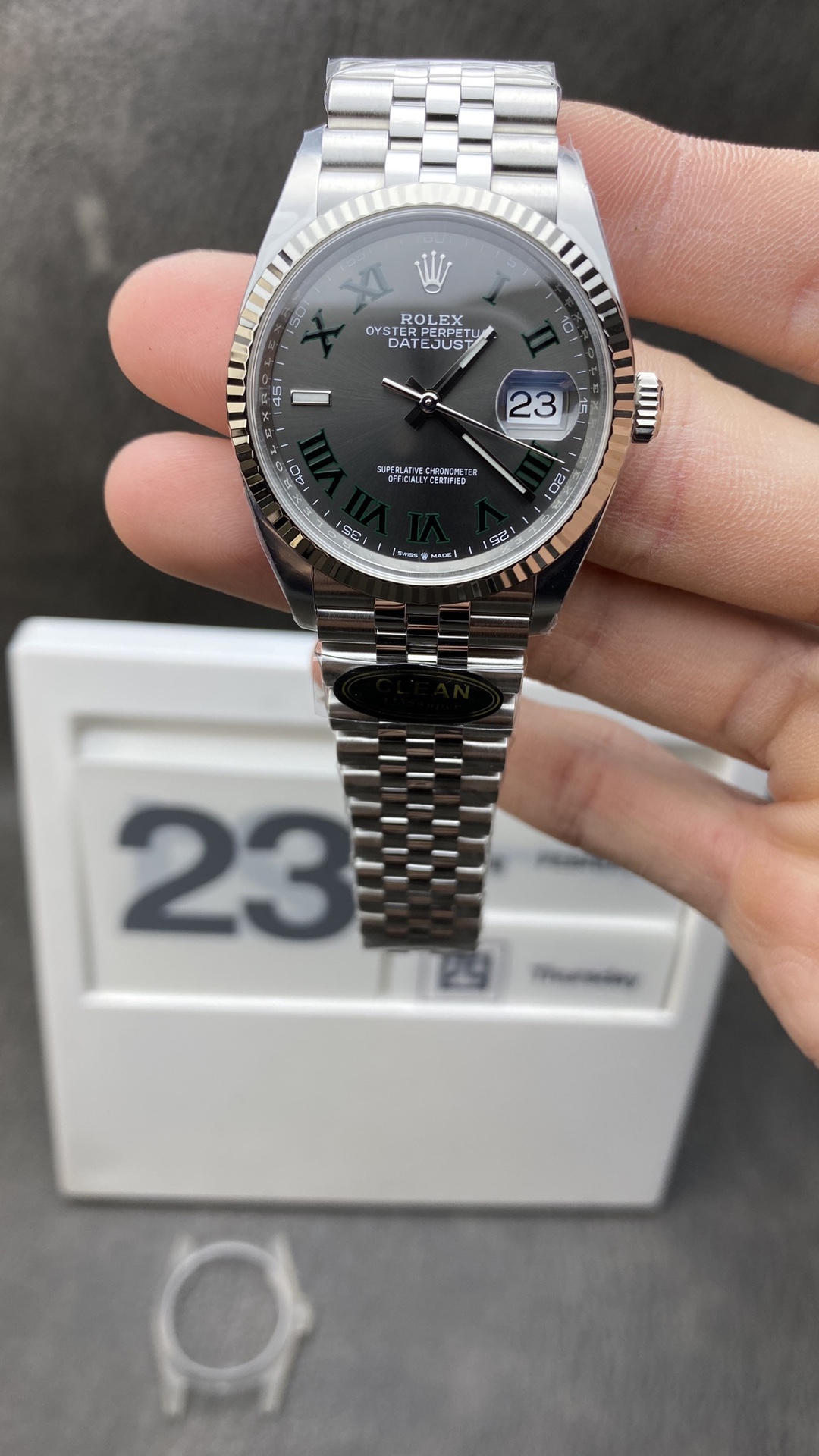 Clean Factory Watch Rolex DateJust 36 126234 Wimbledon Best Edition 904L Steel Gray Dial Green Roman Markers on Jubilee Bracelet VR3235 Clean Factory Watch Rolex DateJust 36 126234 Wimbledon Best Edition 904L Steel Gray Dial Green Roman Markers on Jubilee Bracelet VR3235