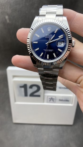Clean Factory Watches Clean Watch Store CF Datejust 41mm 126334 904L Oystersteel Blue Dial with Stick Markers Oyster Bracelet DanDong 3235 Movement