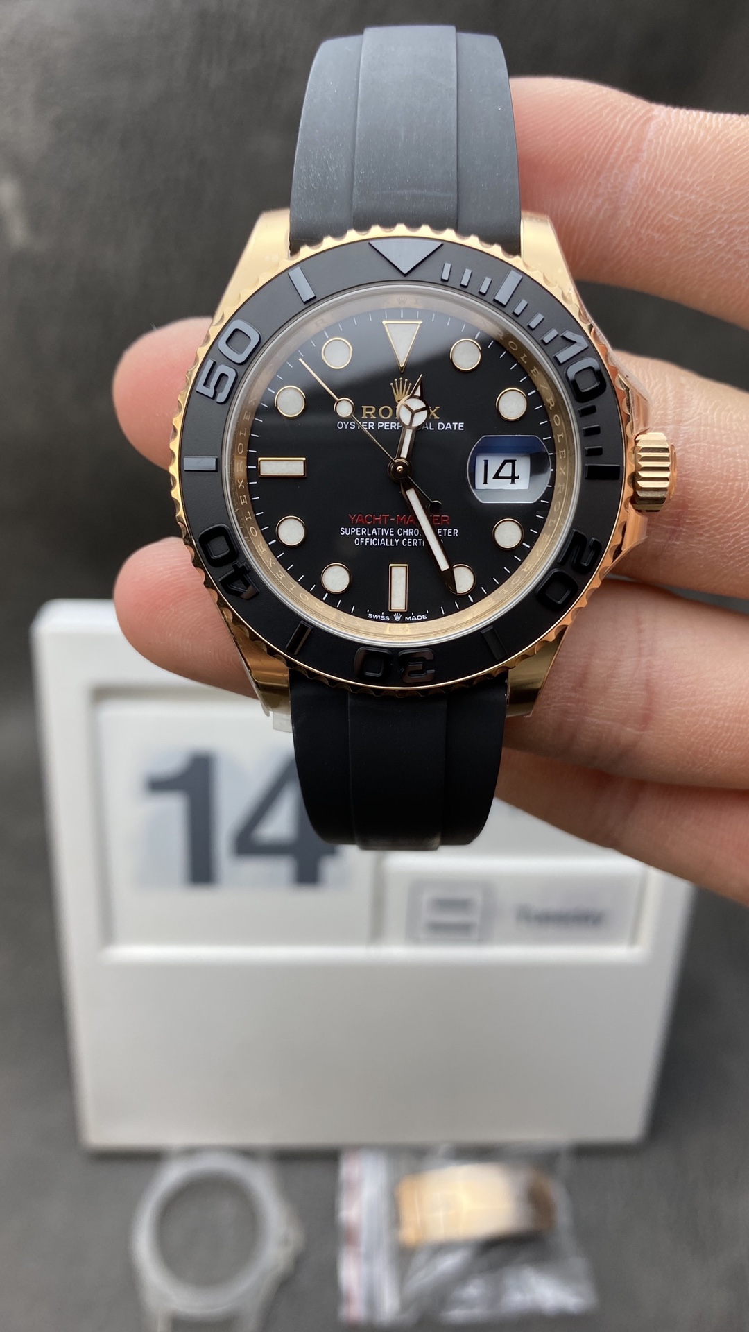 Clean Factory Watch Rolex Yacht Master 126655 Rose Gold Case Black Dial 3D Ceramic Bezel on Oysterflex Strap VR3235 Clean Factory Watch Rolex Yacht Master 126655 Rose Gold Case Black Dial 3D Ceramic Bezel on Oysterflex Strap VR3235