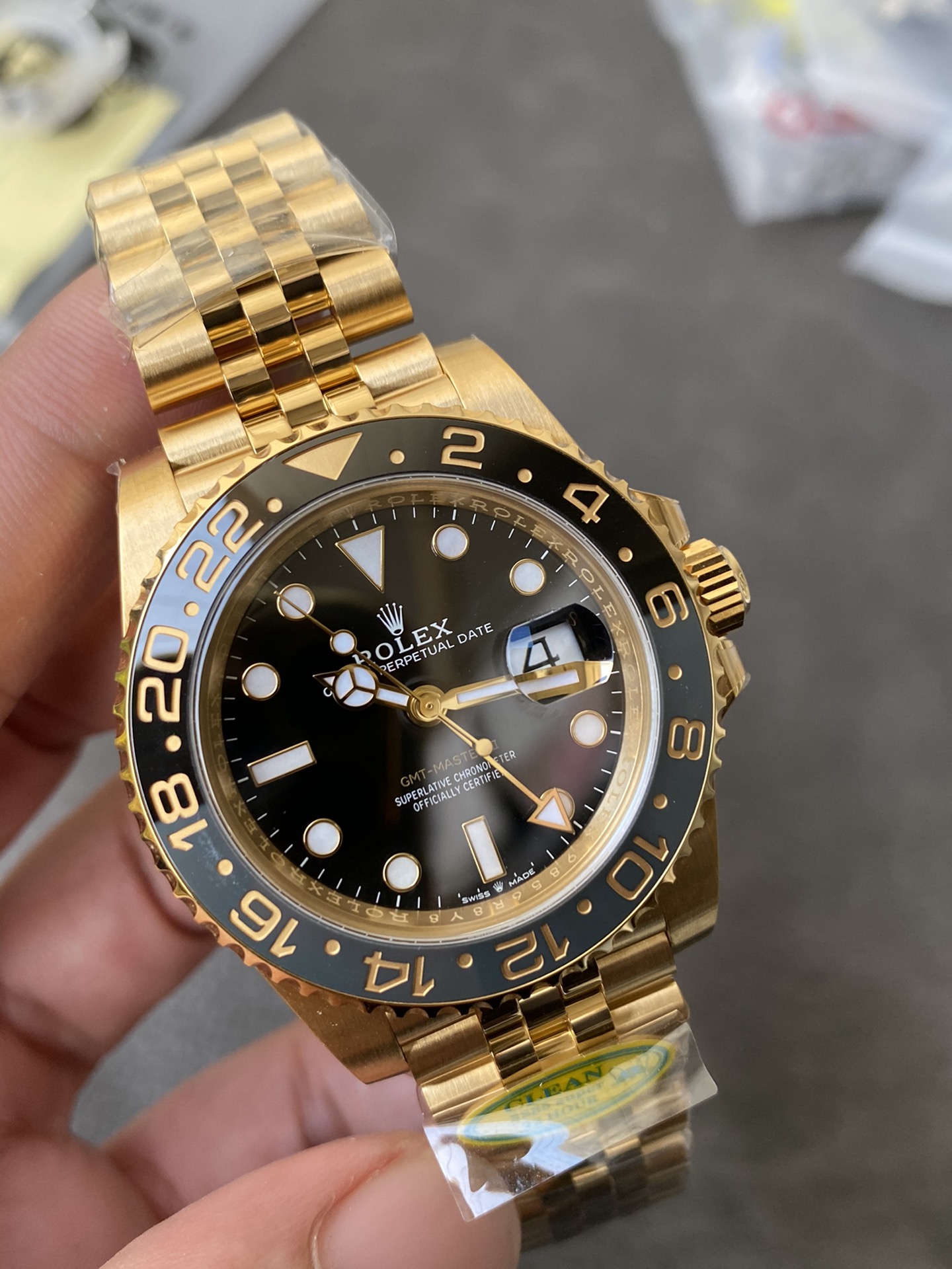 CF Rolex Clean Factory GMT Master II 126718GRNR Full Yellow Gold Black Grey Bezel Black Dial Jubilee Bracelet DD3285 Movement 03 CF Rolex Clean Factory GMT Master II 126718GRNR Full Yellow Gold Black Grey Bezel Black Dial Jubilee Bracelet DD3285 Movement 03