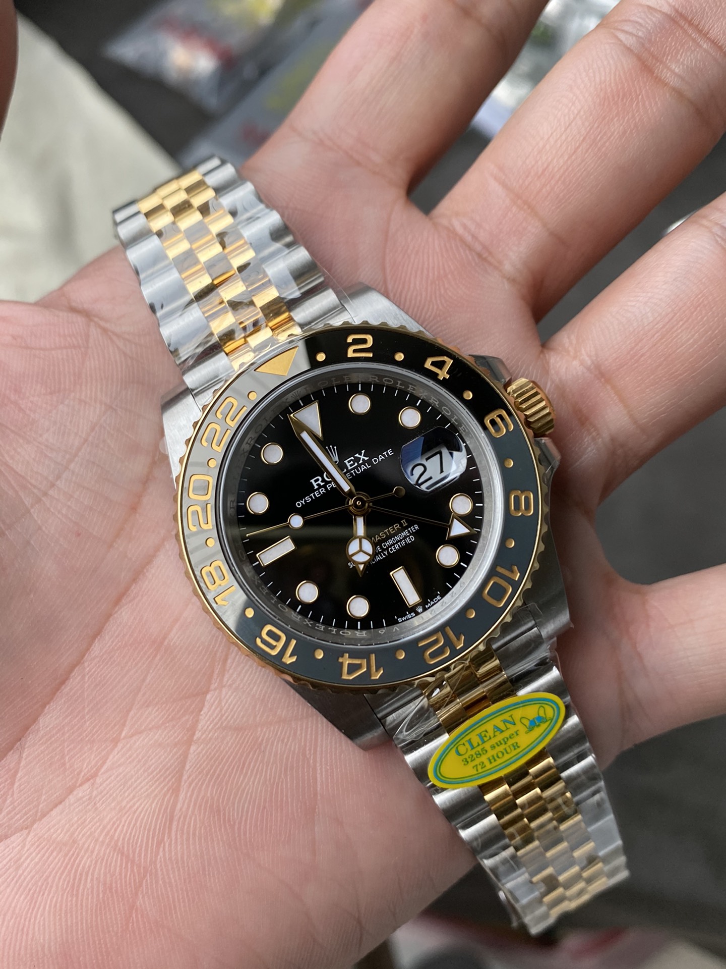 Victory Factory GMT Master II 126713GRNR Oystersteel and Yellow Gold Black and Grey Bezel Black Dial Jubilee Bracelet DD3285 Movement 02 Clean Factory GMT Master II 126713GRNR Oystersteel and Yellow Gold Black and Grey Bezel Black Dial Jubilee Bracelet DD3285 Movement 02