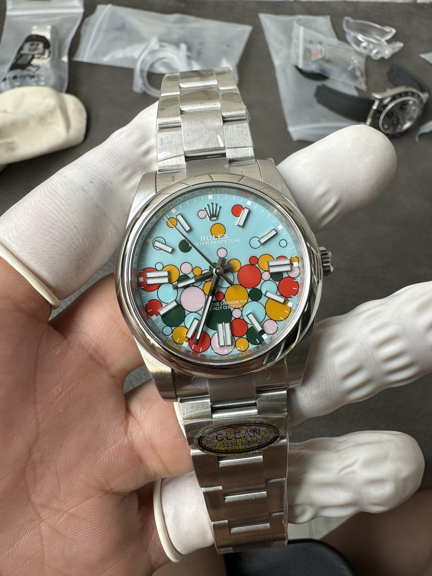 Clean Factory Oyster Perpetual 124300 CF OP Watch 41mm 904L Steel Celebration Dial VR3230 02 Clean Factory Oyster Perpetual 124300 CF OP Watch 41mm 904L Steel Celebration Dial VR3230 02