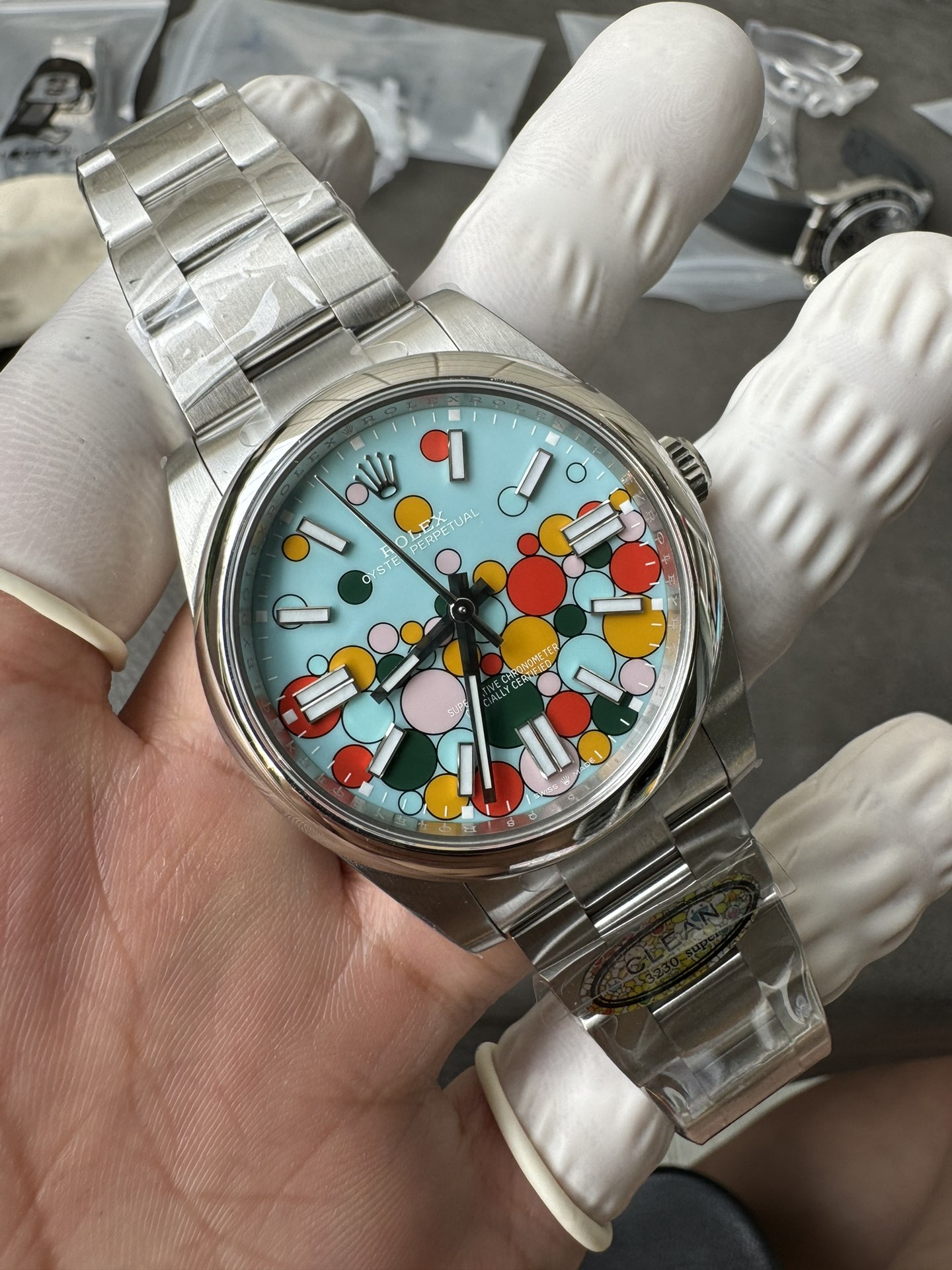 Clean Factory Oyster Perpetual 124300 CF OP Watch 41mm 904L Steel Celebration Dial VR3230 03 Clean Factory Oyster Perpetual 124300 CF OP Watch 41mm 904L Steel Celebration Dial VR3230 03