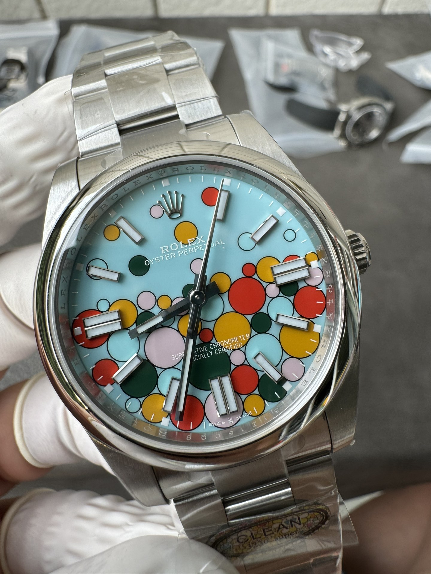 Clean Factory Oyster Perpetual 124300 CF OP Watch 41mm 904L Steel Celebration Dial VR3230 04 Clean Factory Oyster Perpetual 124300 CF OP Watch 41mm 904L Steel Celebration Dial VR3230 04