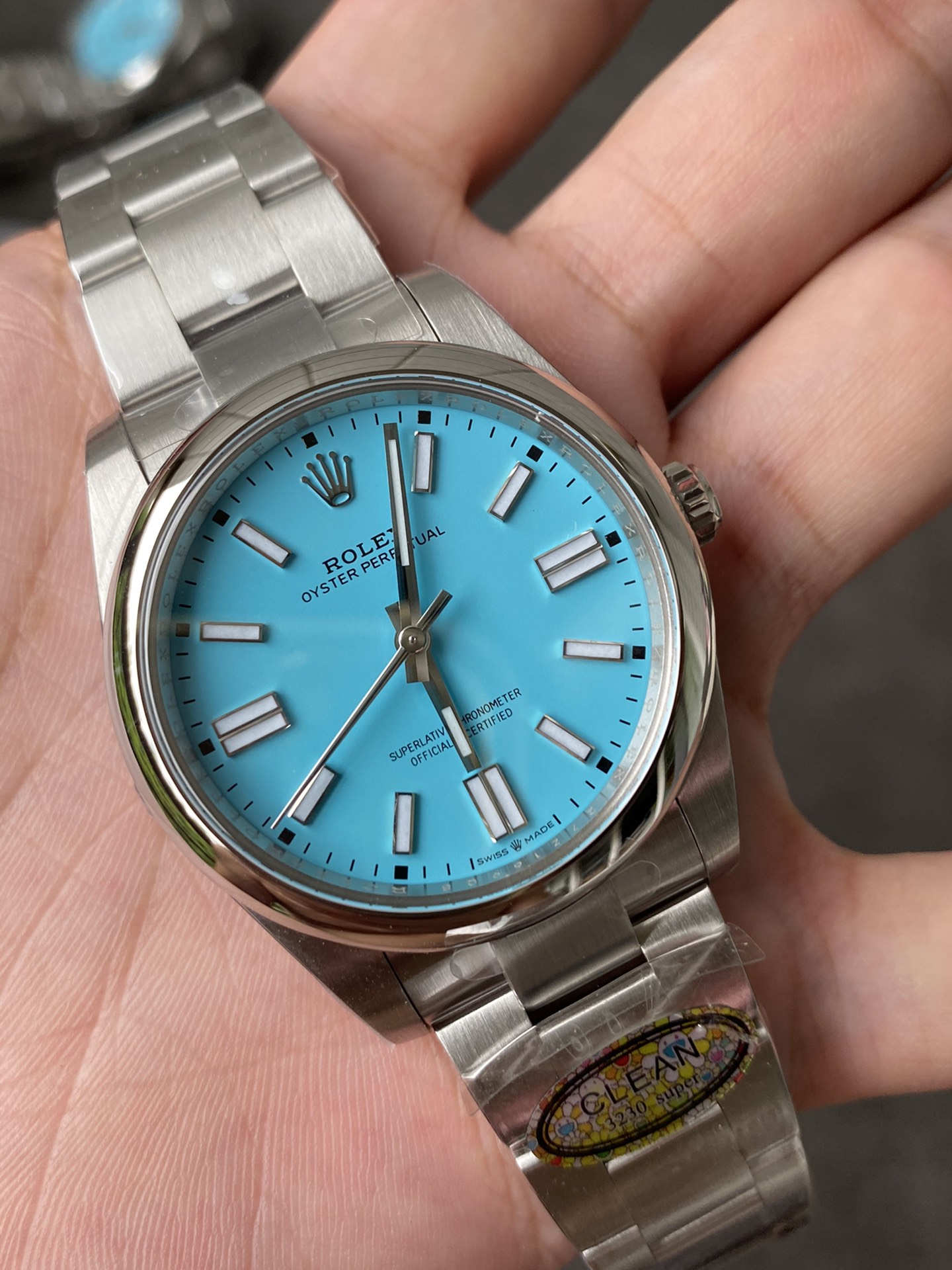Clean Factory Rolex Oyster Perpetual 124300 CF OP 41mm 904L Steel Tiffany Blue Dial VR3230 Movement 03 Clean Factory Rolex Oyster Perpetual 124300 CF OP 41mm 904L Steel Tiffany Blue Dial VR3230 Movement 03