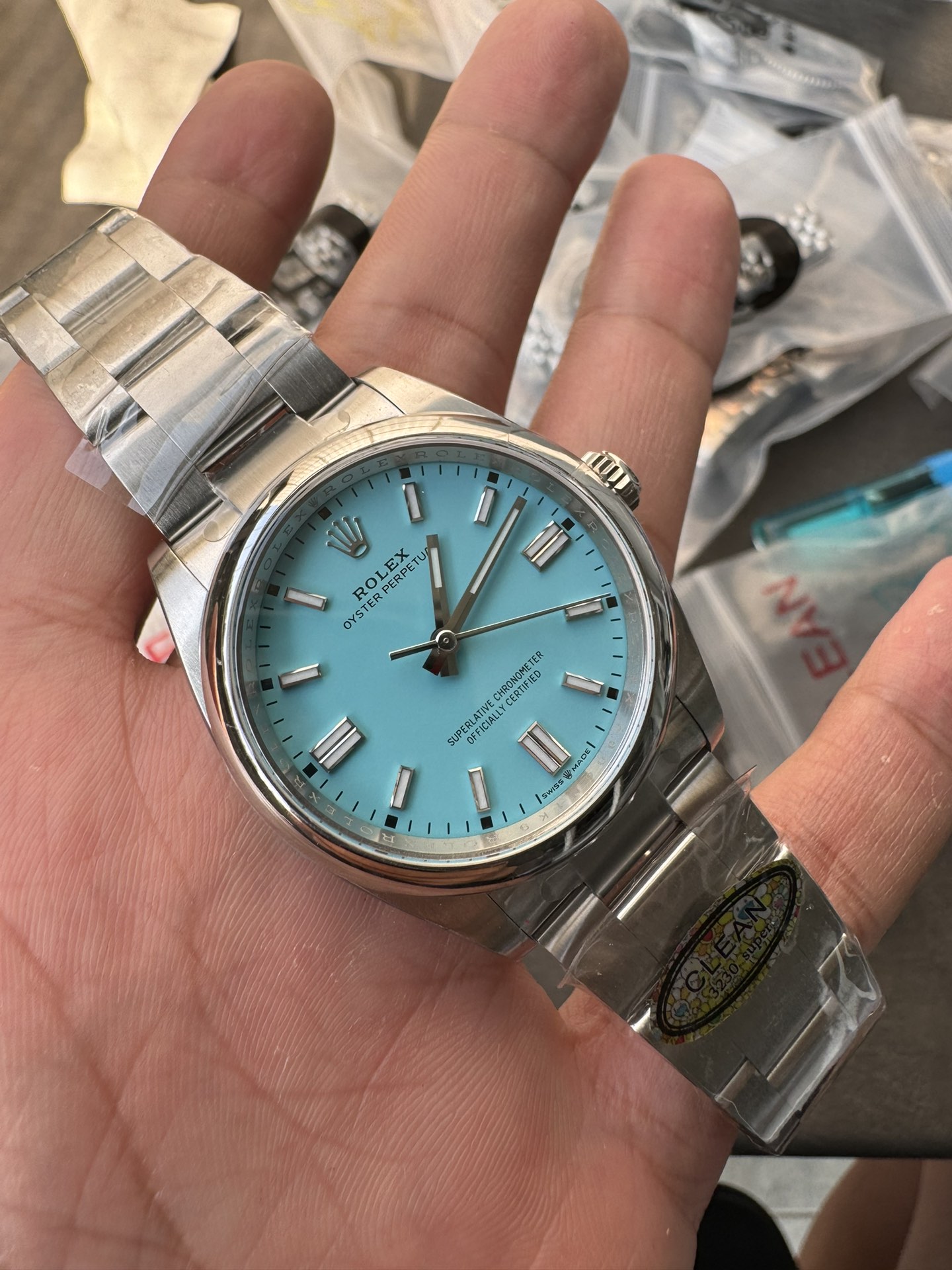 Clean Factory Rolex Oyster Perpetual 126000 36mm Tiffany Blue Dial 904L Steel VR3230 CF OP 04 Clean Factory Rolex Oyster Perpetual 126000 36mm Tiffany Blue Dial 904L Steel VR3230 CF OP 04