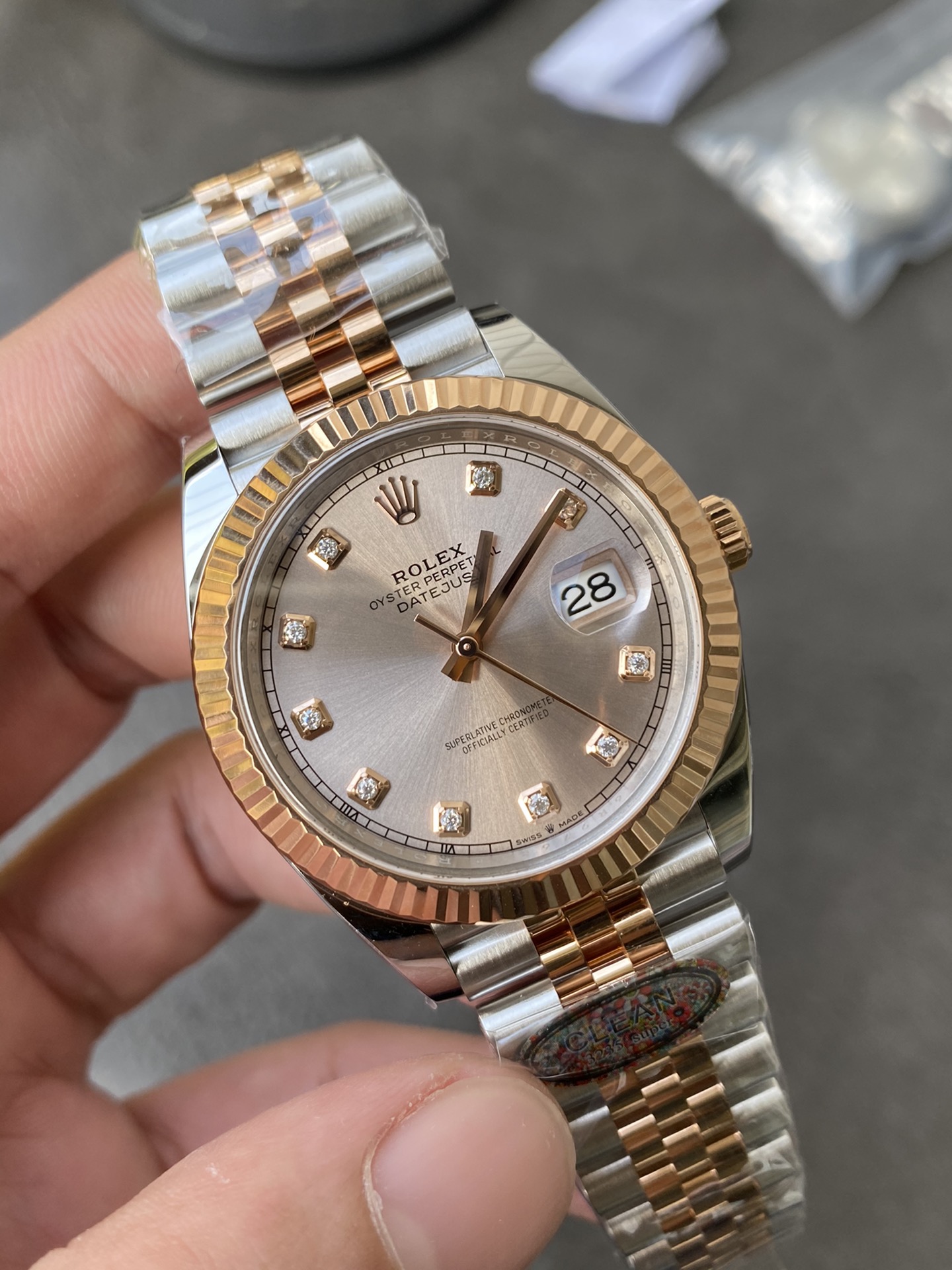 Clean Factory Watches DateJust 41mm 126331 0008 Rose Gold Sundust Diamond Set Dial Jubilee Bracelet 3235 Movement 04 Clean Factory Watches DateJust 41mm 126331 0008 Rose Gold Sundust Diamond Set Dial Jubilee Bracelet 3235 Movement 04