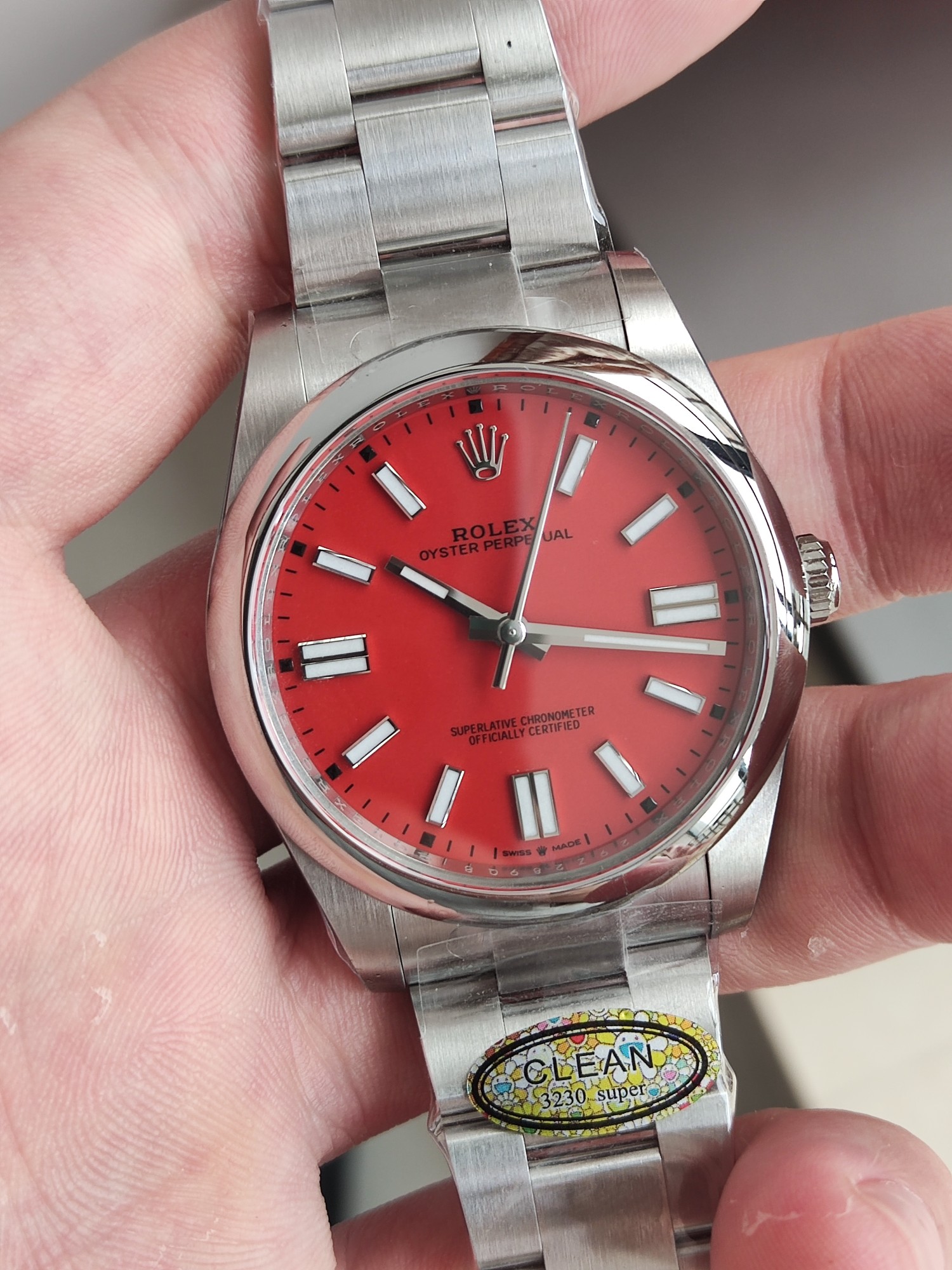 Clean Factory Watches Rolex Oyster Perpetual CF OP 124300 41mm 904L Stainless Steel Red Dial VR3230 02 Clean Factory Watches Rolex Oyster Perpetual CF OP 124300 41mm 904L Stainless Steel Red Dial VR3230 02