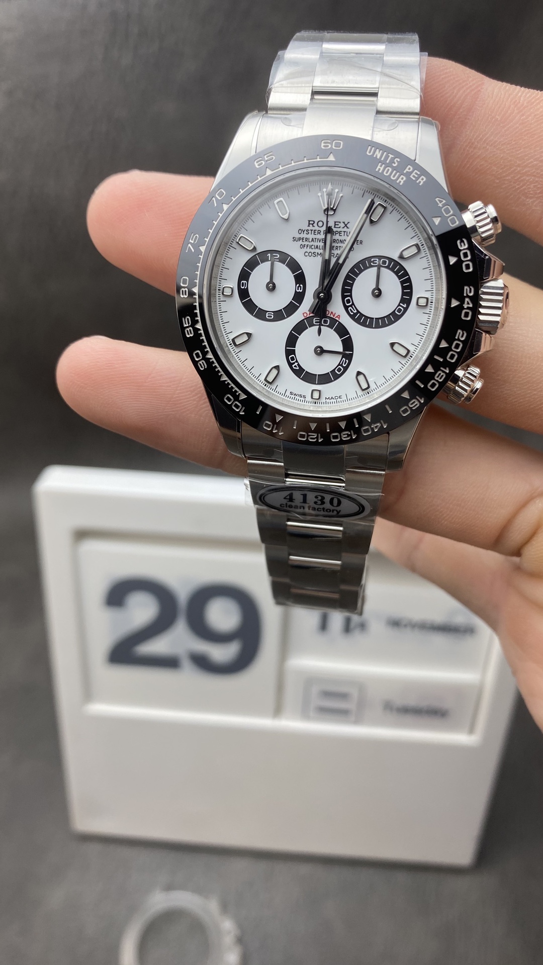 Clean Factory 11 Daytona 116500 904L SS Case and Bracelet White Dial SA4130 V2 Clean Factory 11 Daytona 116500 904L SS Case and Bracelet White Dial SA4130 V2