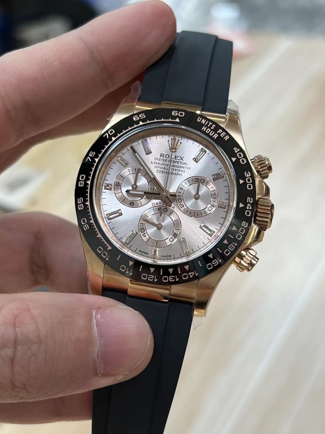 Clean Factory Daytona 116515 Role Gold Case Black Ceramic Bezel Sundust Set with Diamonds Dial Oystelflex Strap DD4130 Movement 03 Clean Factory Daytona 116515 Role Gold Case Black Ceramic Bezel Sundust Set with Diamonds Dial Oystelflex Strap DD4130 Movement 03