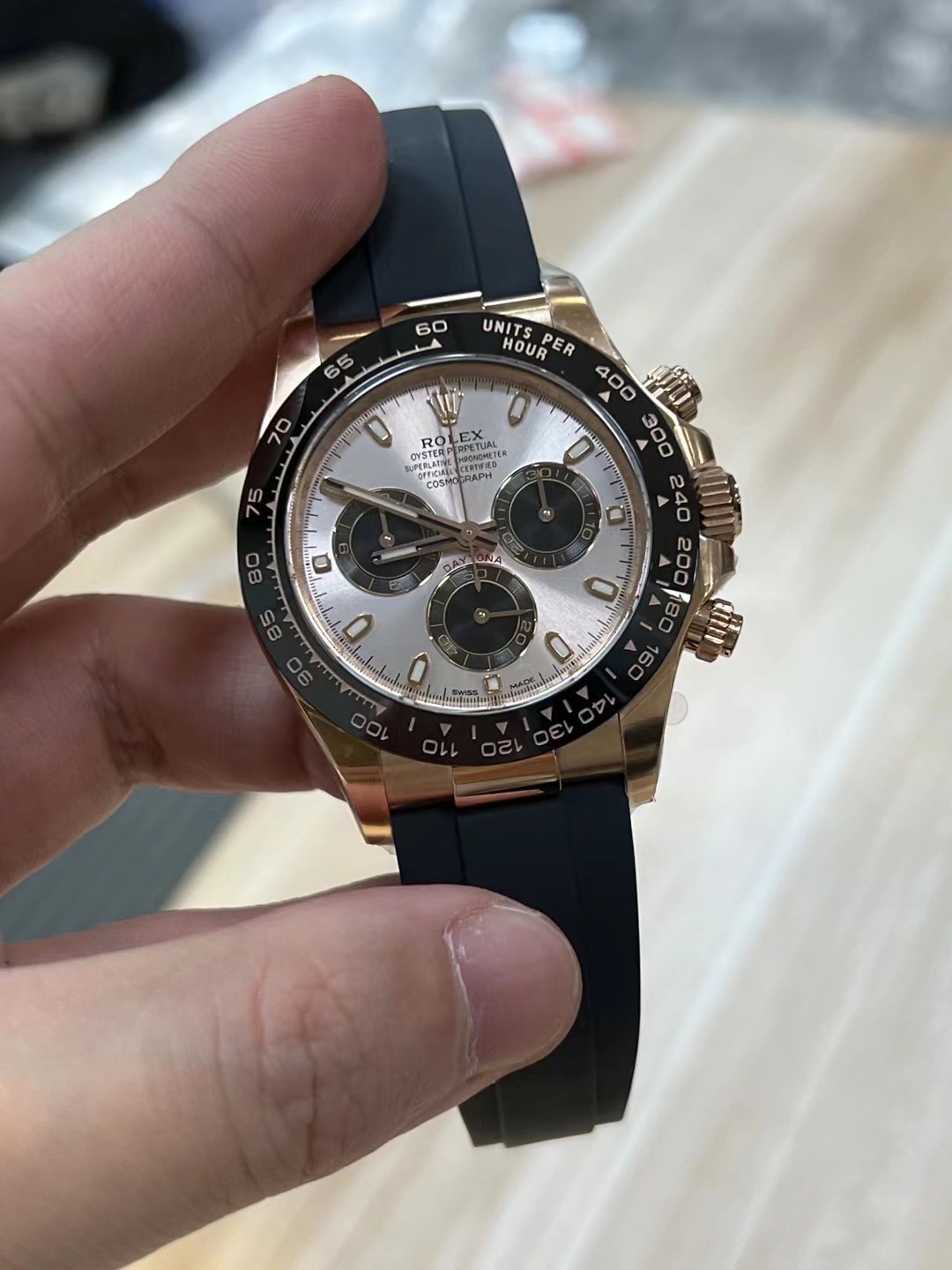 Clean Factory Daytona 116515 Rose Gold Case Black Ceramic Bezel Sundust Dial Black Sub Dial Oysterflex Strap DD4130 Movement 05 Clean Factory Daytona 116515 Rose Gold Case Black Ceramic Bezel Sundust Dial Black Sub Dial Oysterflex Strap DD4130 Movement 05