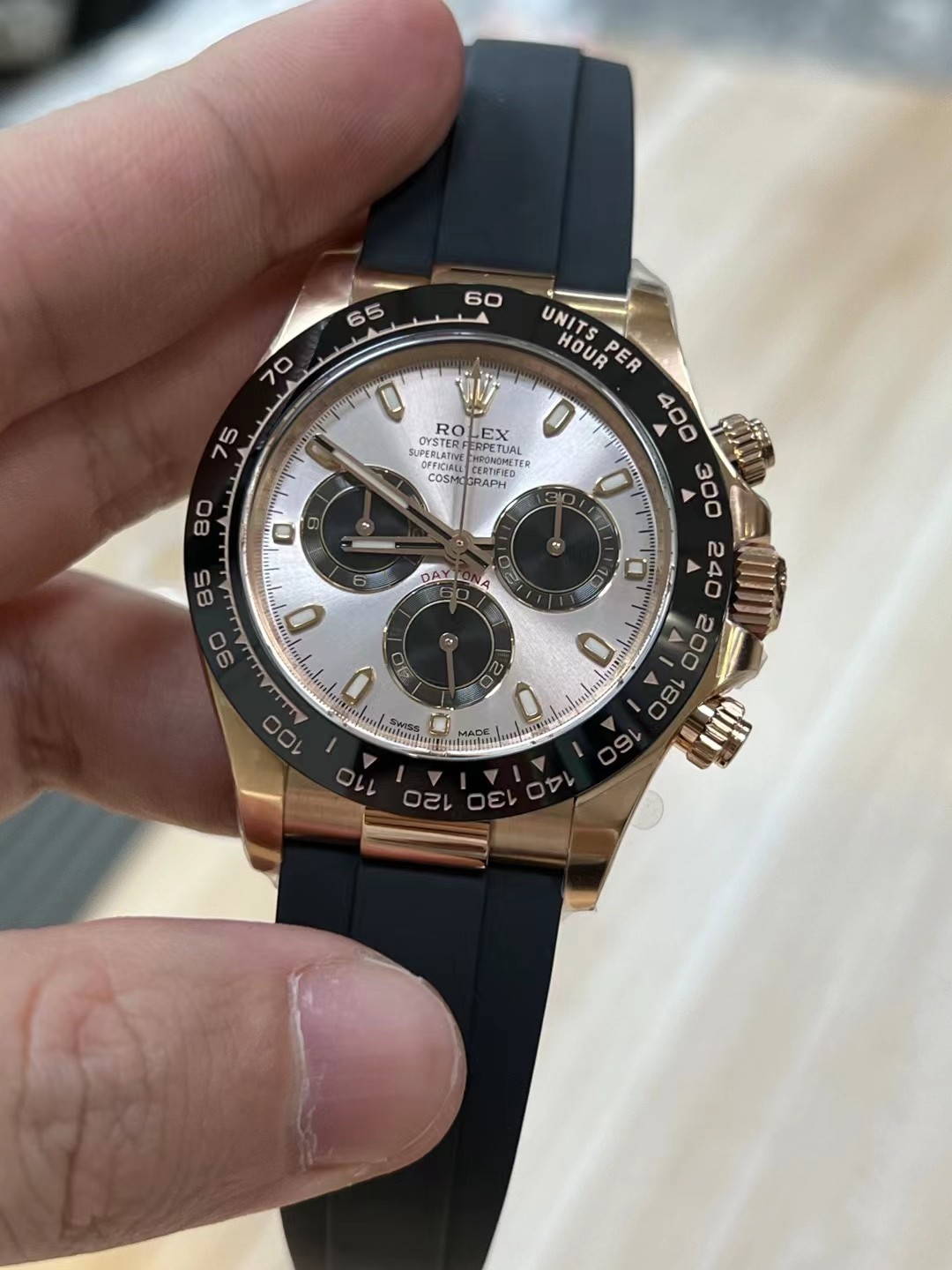 Clean Factory Daytona 116515 Rose Gold Case Black Ceramic Bezel Sundust Dial Black Sub Dial Oysterflex Strap DD4130 Movement 06 Clean Factory Daytona 116515 Rose Gold Case Black Ceramic Bezel Sundust Dial Black Sub Dial Oysterflex Strap DD4130 Movement 06