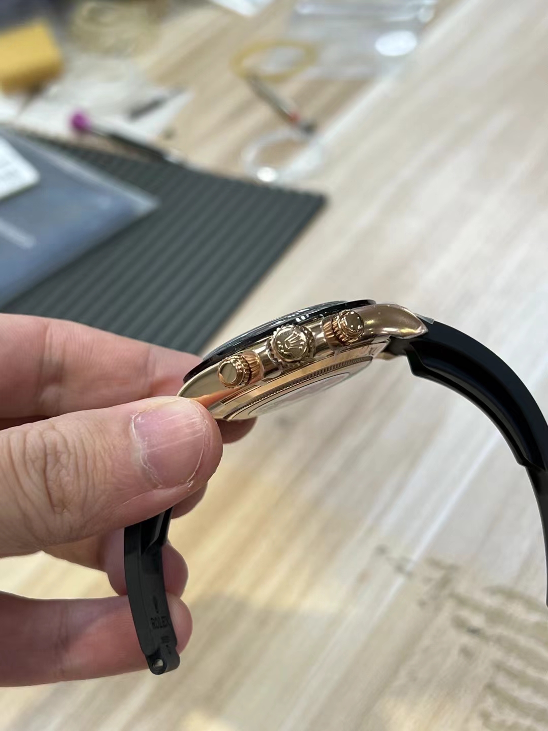 Clean Factory Daytona 116515 Rose Gold Case Chocolate Dial Black Chrono Dial DanDong 4130 Movement Oysterflex Strap 04 Clean Factory Daytona 116515 Rose Gold Case Chocolate Dial Black Chrono Dial DanDong 4130 Movement Oysterflex Strap 04