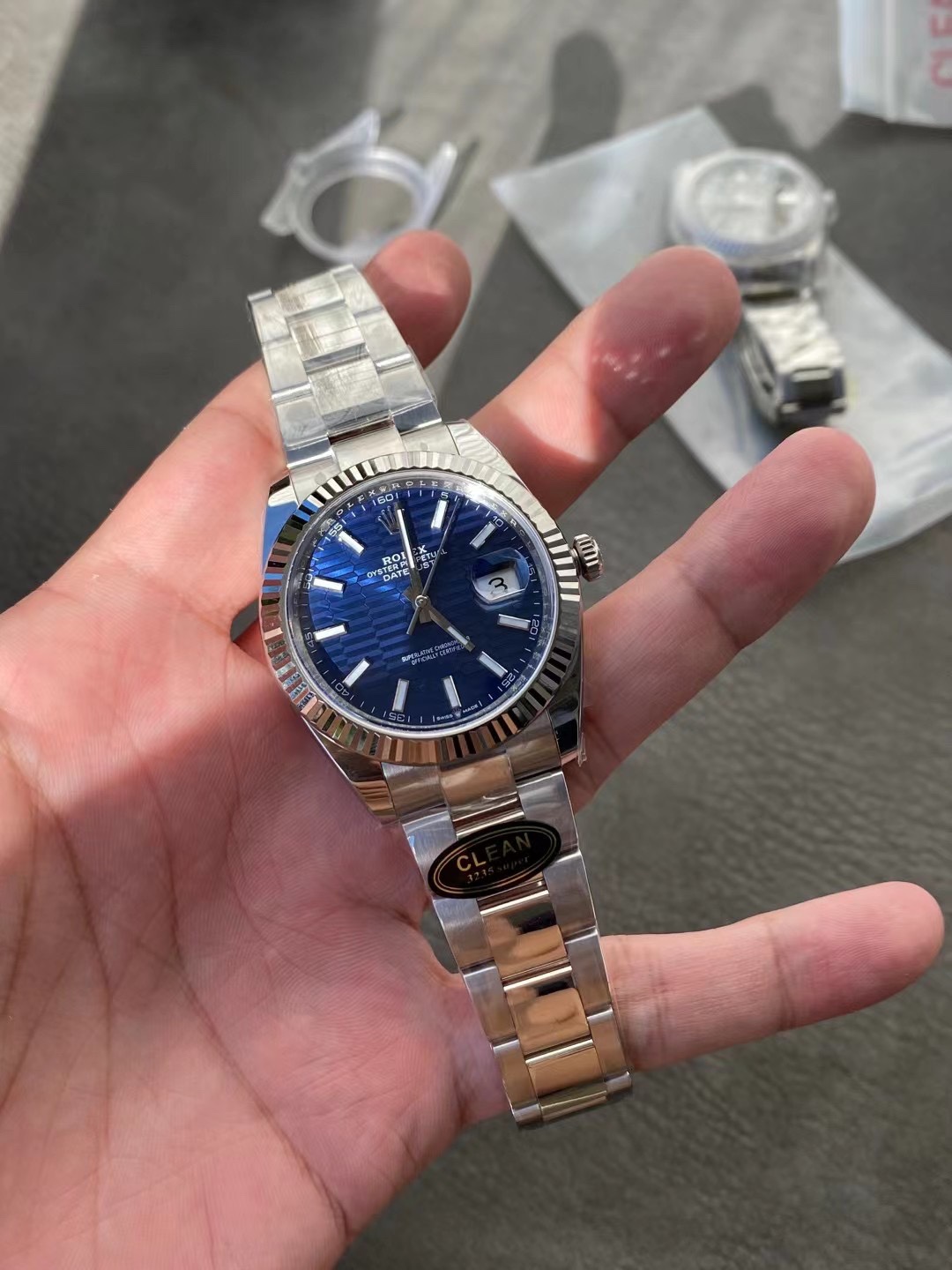 Clean Factory Rolex DateJust 41 126334 0031 Bright Blue Fluted Motif Dial on Oyster Bracelet Superclone 3235 Movement 01 Clean Factory Rolex DateJust 41 126334 0031 Bright Blue Fluted Motif Dial on Oyster Bracelet Superclone 3235 Movement 01