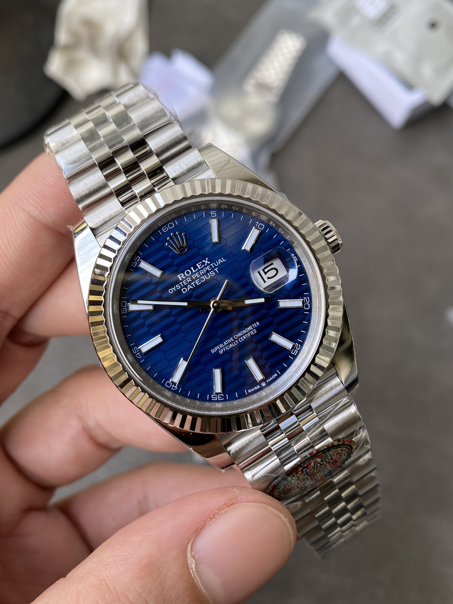Clean Factory Rolex DateJust 41 126334 Bright Blue Fluted Motif Dial on Jubilee Bracelet Superclone 3235 Movement 04 Clean Factory Rolex DateJust 41 126334 Bright Blue Fluted Motif Dial on Jubilee Bracelet Superclone 3235 Movement 04