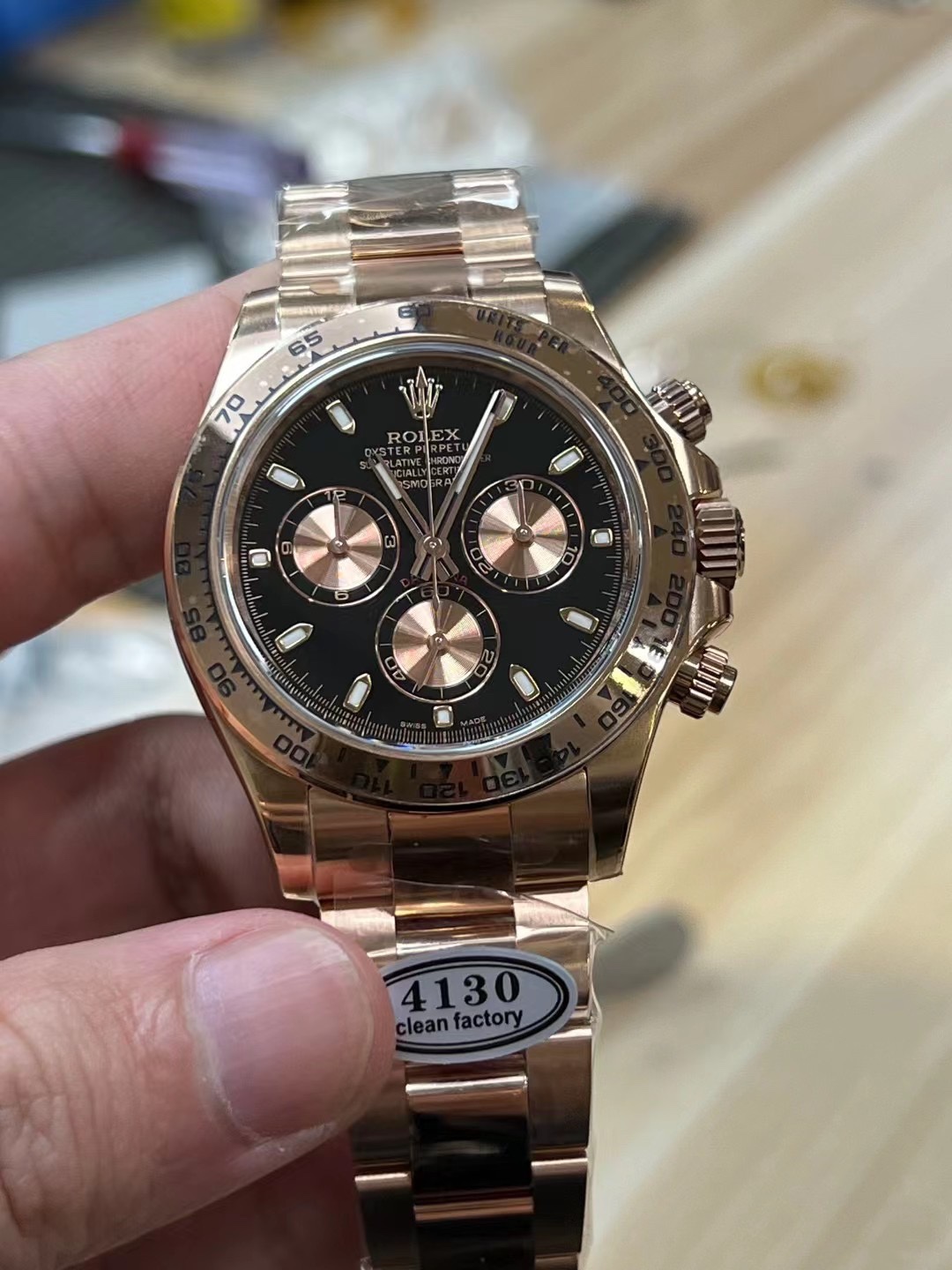 Clean Factory Rolex Dayt2ona 116505 Rose Gold Case Bracelet Black Dial with Pink Sub Dial DD4130 Movement 0 Clean Factory Rolex Dayt2ona 116505 Rose Gold Case Bracelet Black Dial with Pink Sub Dial DD4130 Movement 0