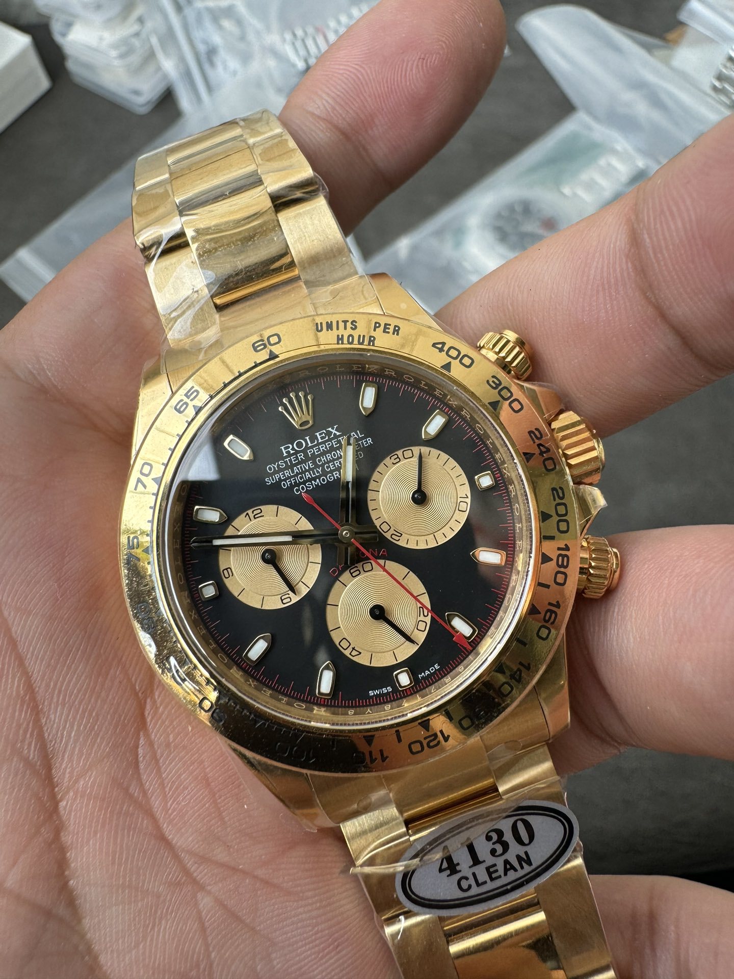 Clean Factory Daytona 116508 Yellow Gold Case Bracelet Black Dial with Yellow Sub Dial Red Chrono Second Hand DD4131 Movement 02 Clean Factory Daytona 116508 Yellow Gold Case Bracelet Black Dial with Yellow Sub Dial Red Chrono Second Hand DD4131 Movement 02