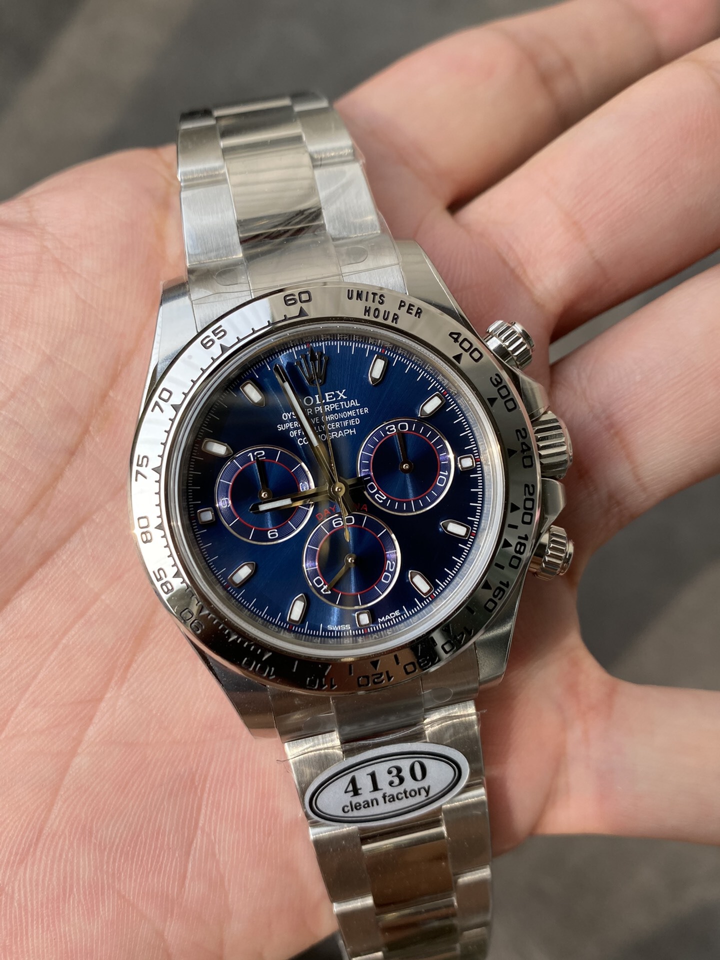 Clean Factory Daytona 116509 Blue Dial 904L Steel Case Oyster Bracelet SuperClone DanDong 4130 Movement 03 Clean Factory Daytona 116509 Blue Dial 904L Steel Case Oyster Bracelet SuperClone DanDong 4130 Movement 03