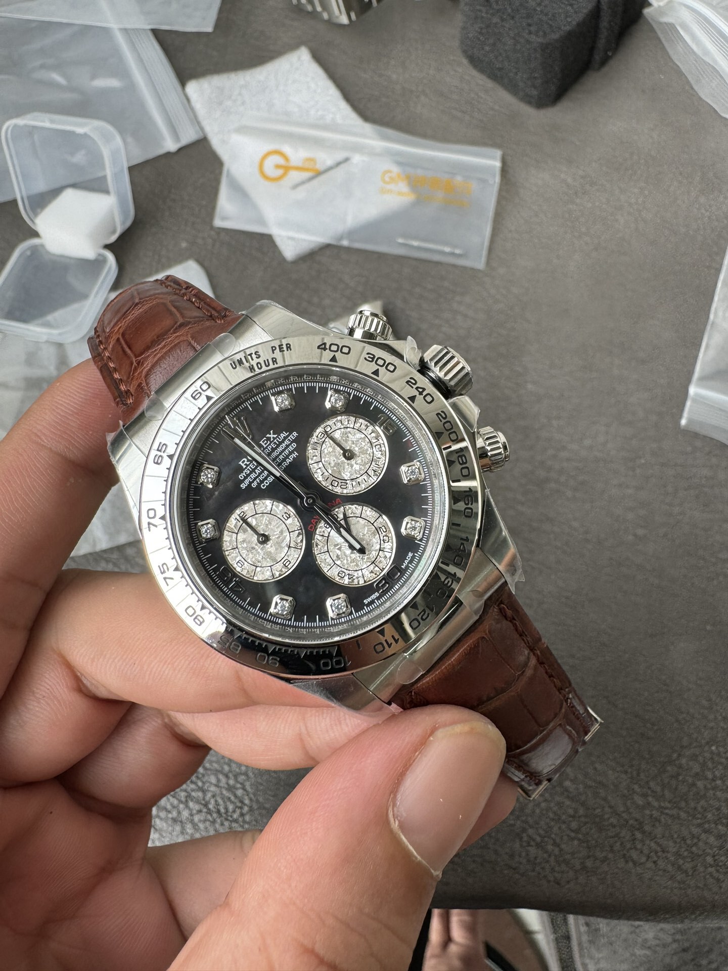 Clean Factory Daytona 116519 Tahitian MOP Dial with Diamonds Markers DD 4130 Movement Alligator Leather Strap 01 Clean Factory Daytona 116519 Tahitian MOP Dial with Diamonds Markers DD 4130 Movement Alligator Leather Strap 01