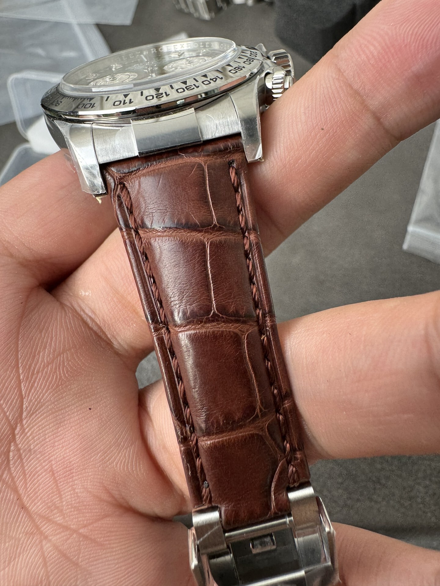 Clean Factory Daytona 116519 Tahitian MOP Dial with Diamonds Markers DD 4130 Movement Alligator Leather Strap 08 Clean Factory Daytona 116519 Tahitian MOP Dial with Diamonds Markers DD 4130 Movement Alligator Leather Strap 08