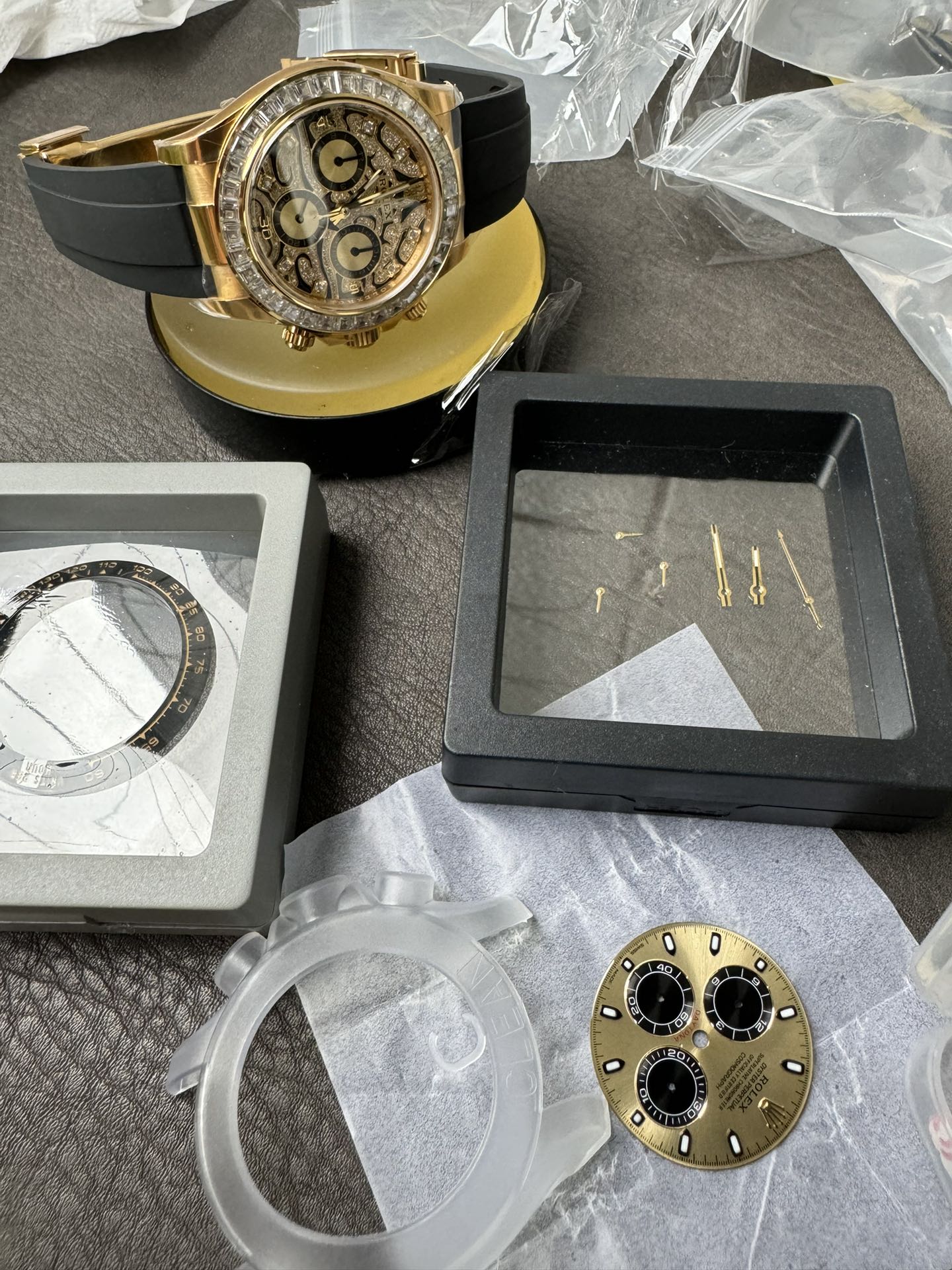 Clean Factory Rolex Daytona Eye Of The Tiger 116588TBR Wrapped 18K Yellow Gold Diamonds Dial Bezel DD4130 Movement 09 Clean Factory Rolex Daytona Eye Of The Tiger 116588TBR Wrapped 18K Yellow Gold Diamonds Dial Bezel DD4130 Movement 09