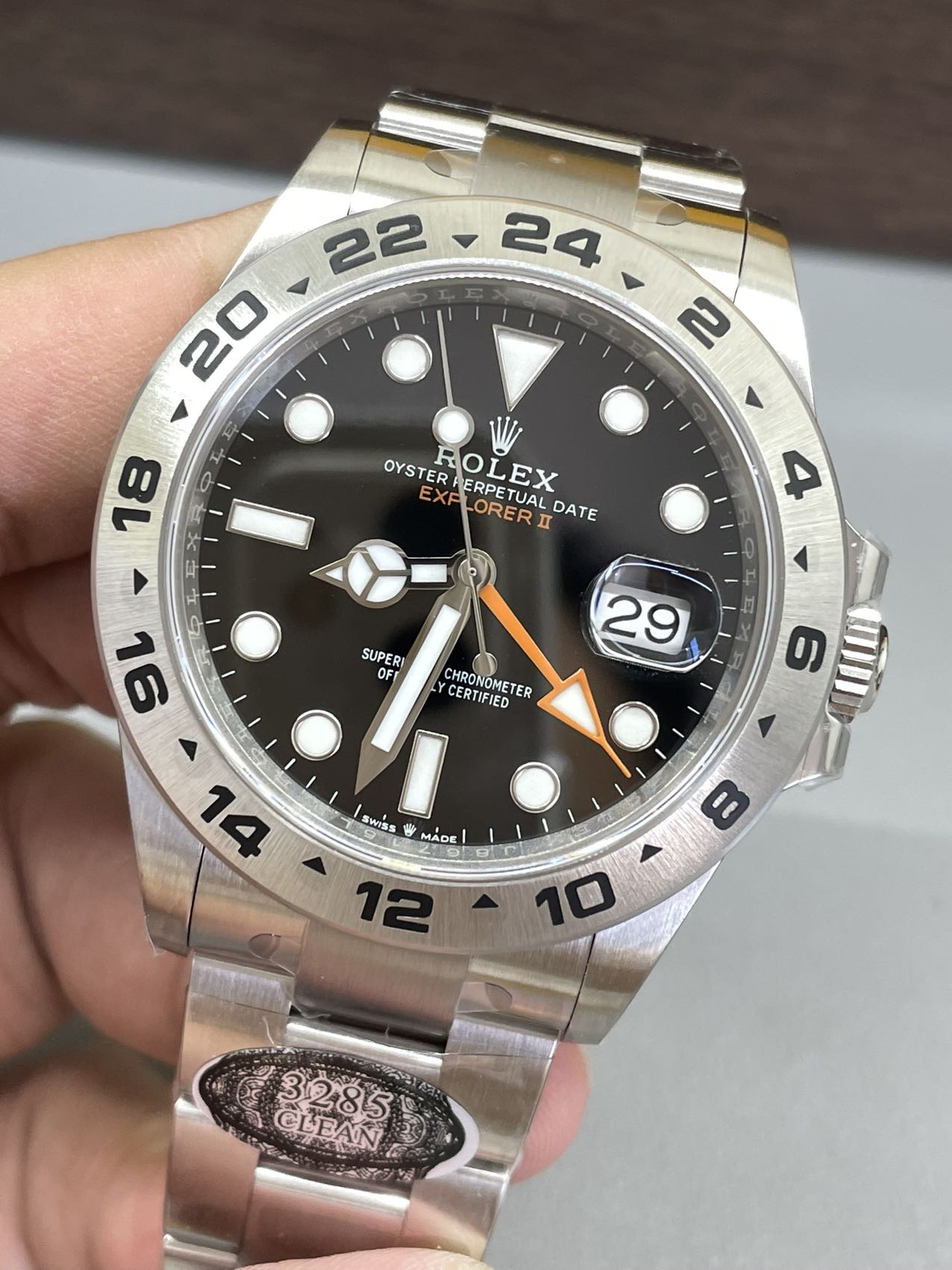 Clean Factory Watch Explorer II 226570 Black Dial 904L steel GMT Orange Arrow shaped Hand DanDong 3285 Movement 03 Clean Factory Watch Explorer II 226570 Black Dial 904L steel GMT Orange Arrow shaped Hand DanDong 3285 Movement 03