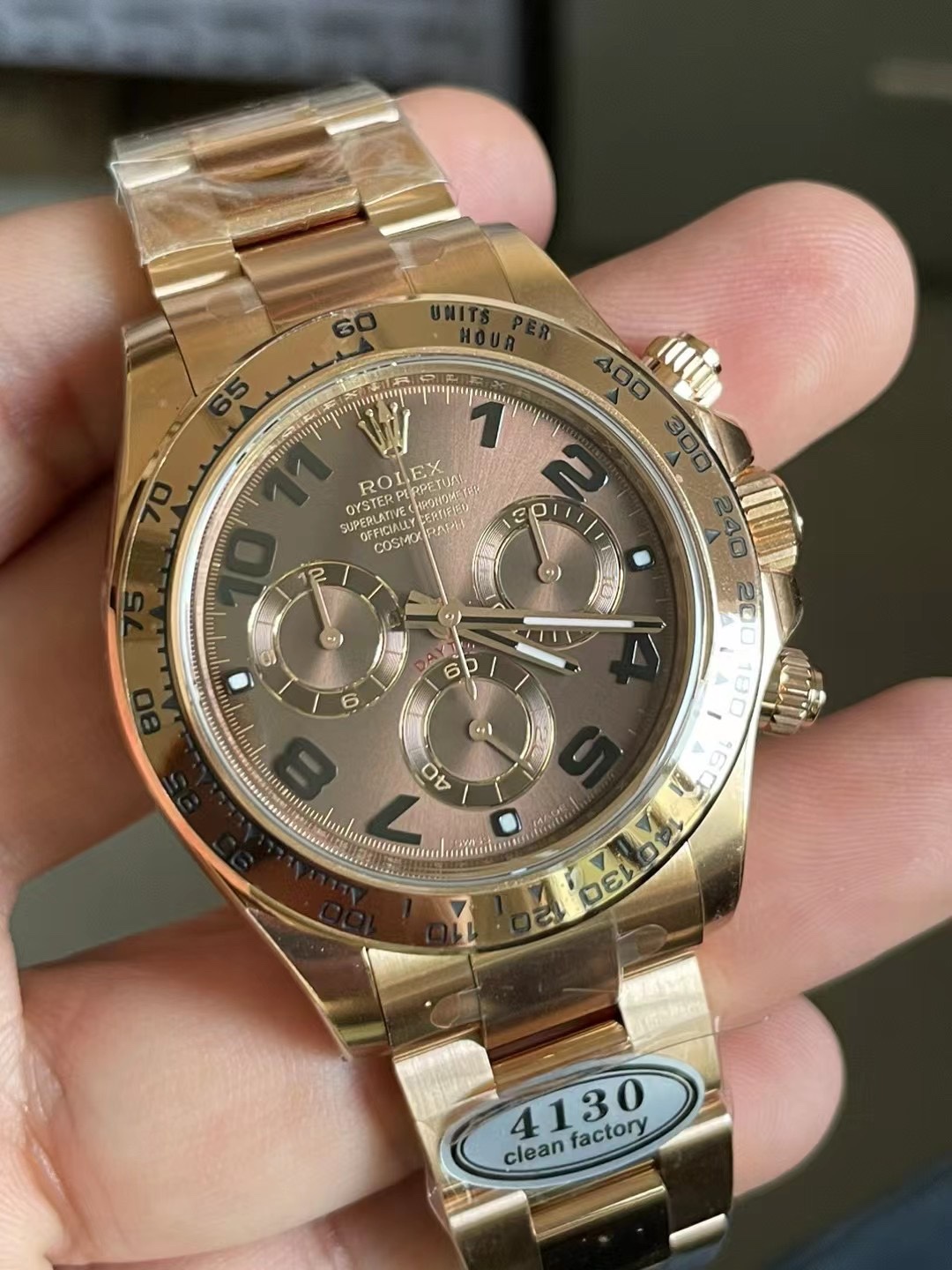 Clean Factory Daytona 116505 0011 Rose Gold Case Bracelet Chocolate Dial with Black Number Markers DD4130 Movement 02 Clean Factory Daytona 116505 0011 Rose Gold Case Bracelet Chocolate Dial with Black Number Markers DD4130 Movement 02