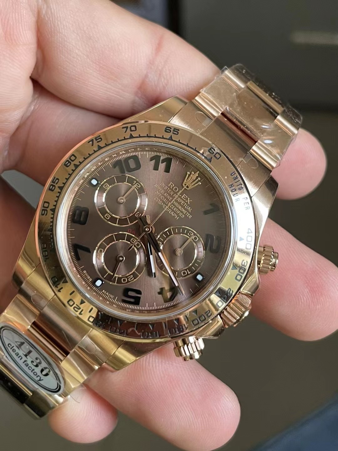 Clean Factory Daytona 116505 0011 Rose Gold Case Bracelet Chocolate Dial with Black Number Markers DD4130 Movement 03 Clean Factory Daytona 116505 0011 Rose Gold Case Bracelet Chocolate Dial with Black Number Markers DD4130 Movement 03