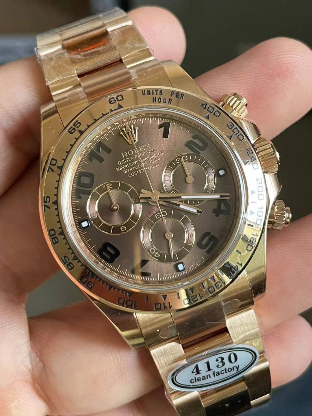 Clean Factory Daytona 116505 0011 Rose Gold Case Bracelet Chocolate Dial with Black Number Markers DD4130 Movement 04 Clean Factory Daytona 116505 0011 Rose Gold Case Bracelet Chocolate Dial with Black Number Markers DD4130 Movement 04