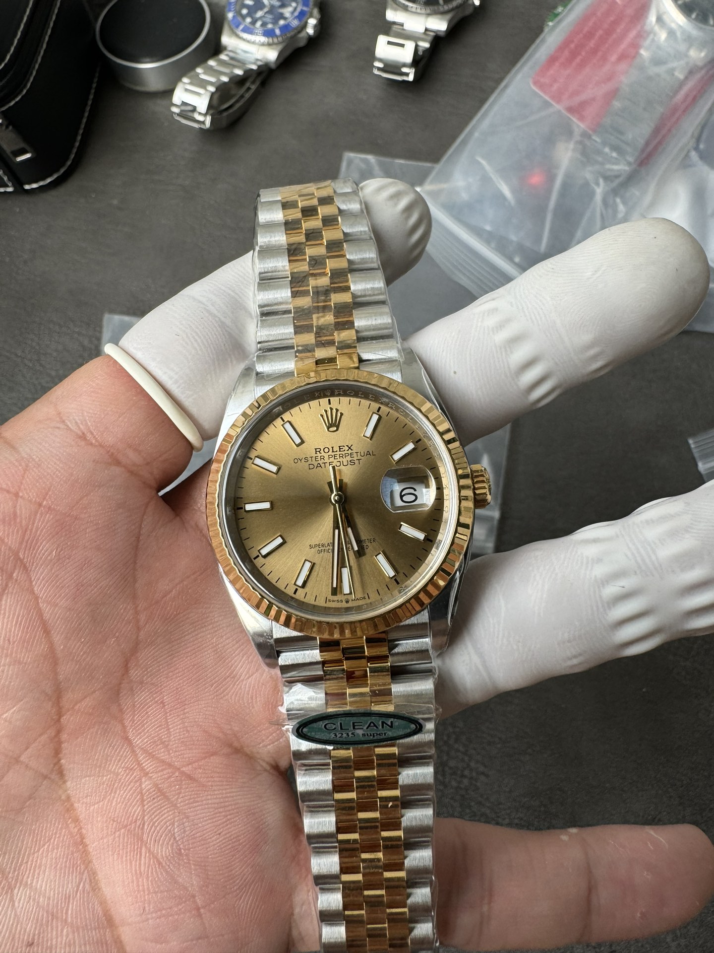 Clean Factory Rolex Datejust 36mm 126233 Yellow Gold Dial with Stick Markers Two Tone Yellow Gold Oystersteel Strap 01 Clean Factory Rolex Datejust 36mm 126233 Yellow Gold Dial with Stick Markers Two Tone Yellow Gold Oystersteel Strap 01