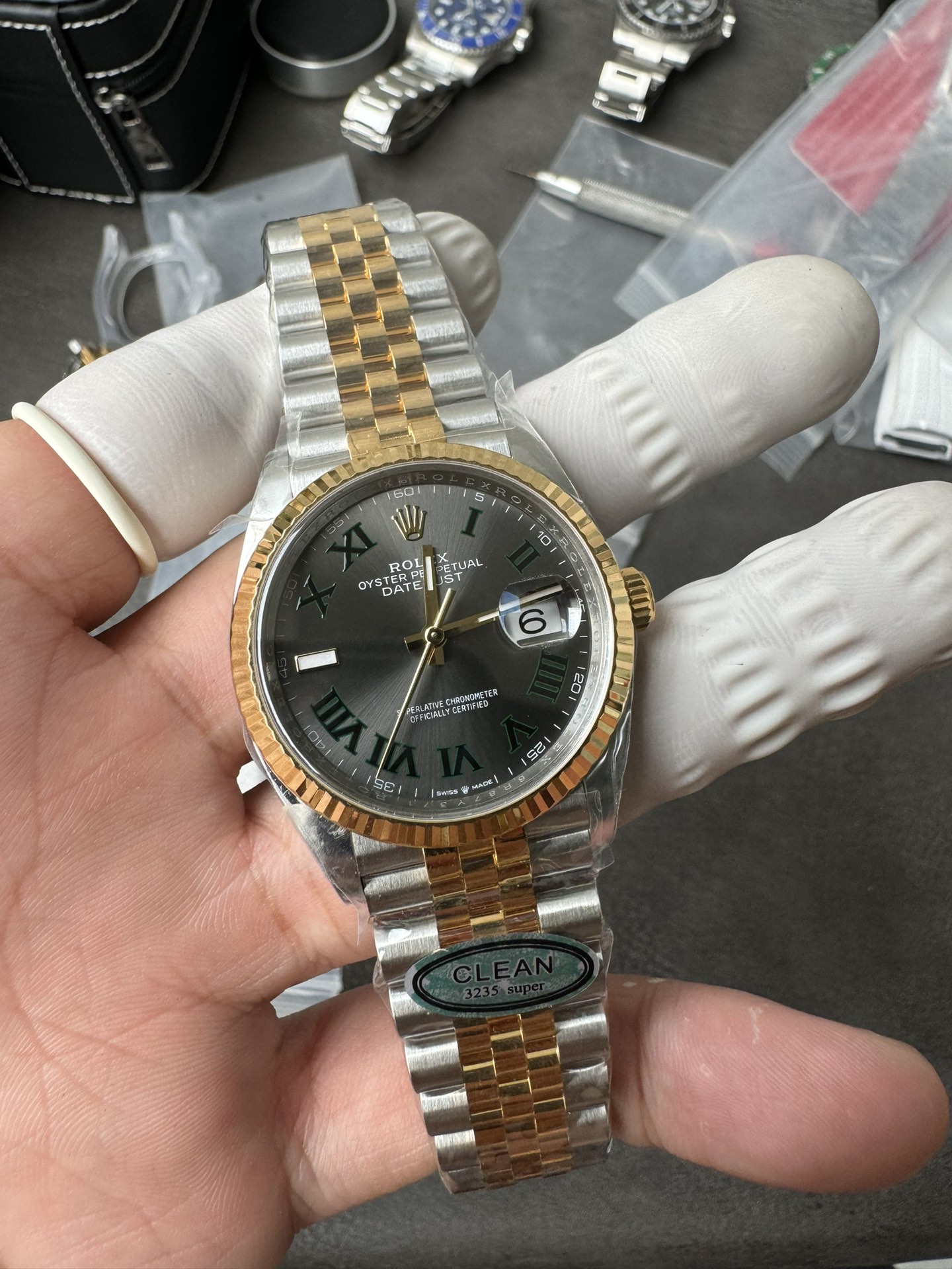 Clean Factory Rolex Datejust Wimbledon 36mm 126233 Grey Dial with Roma Markers Two Tone Yellow Gold Oystersteel Bracelet 02 Clean Factory Rolex Datejust Wimbledon 36mm 126233 Grey Dial with Roma Markers Two Tone Yellow Gold Oystersteel Bracelet 02