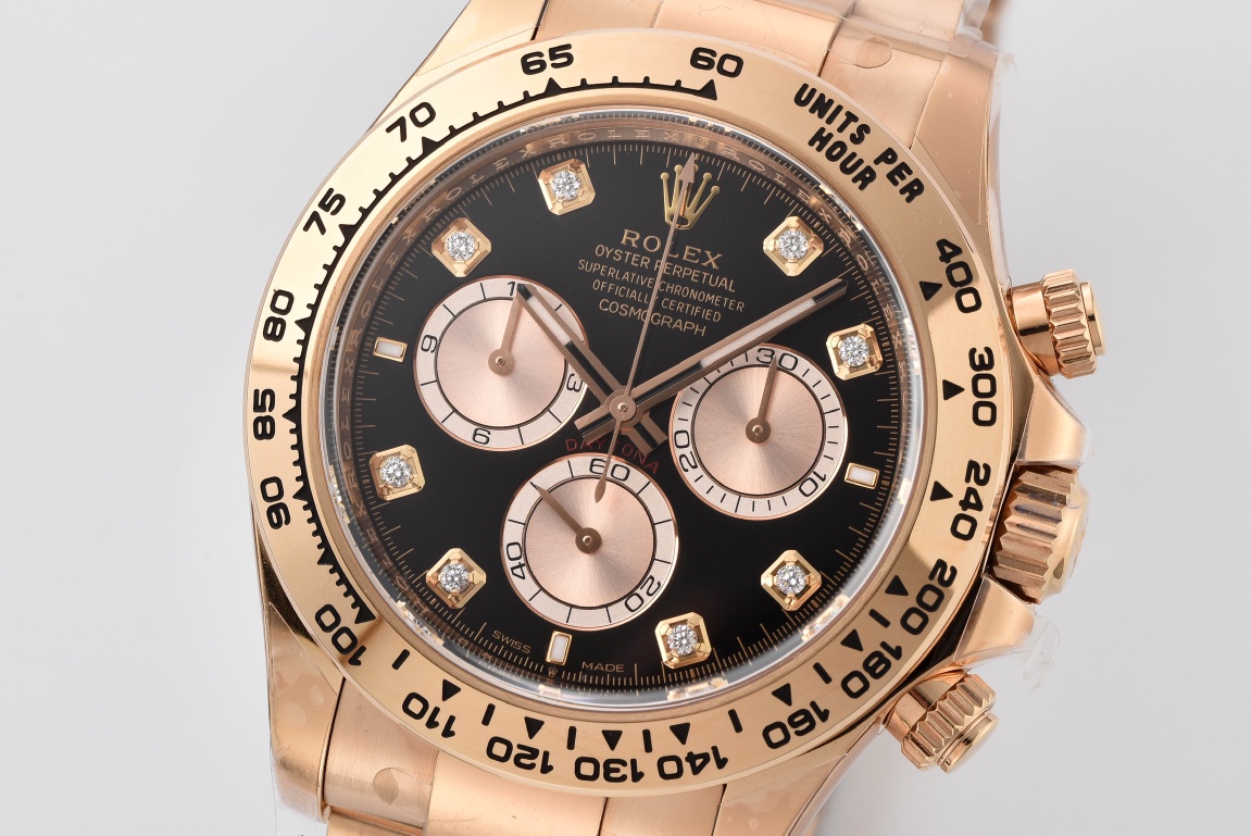 Clean Factory Daytona 126505 Rose Gold Case Bracelet Bright Black and Sundust Set with Diamonds Dial SH4131 Movement 02 Clean Factory Daytona 126505 Rose Gold Case Bracelet Bright Black and Sundust Set with Diamonds Dial SH4131 Movement 02