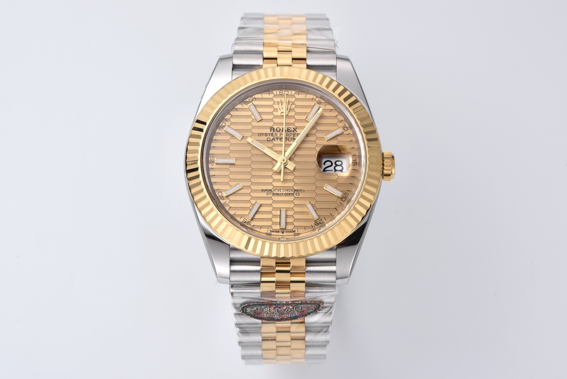Clean Factory Datejust 126333 41mm Yellow Gold Fluted Textured Dial with Stick Markers Yellow Gold Bezel 3235 Movement Two Tone Jubilee Bracelet 01 Clean Factory Datejust 126333 41mm Yellow Gold Fluted Textured Dial with Stick Markers Yellow Gold Bezel 3235 Movement Two Tone Jubilee Bracelet 01