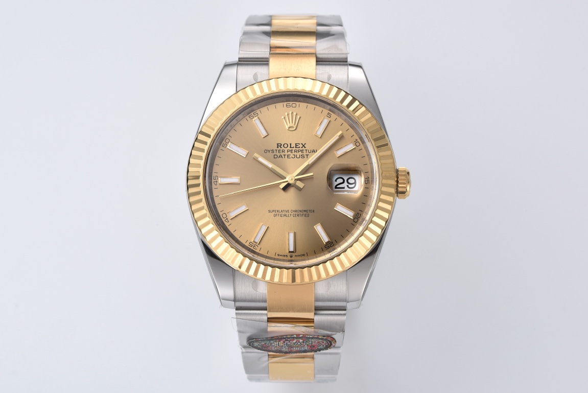 Clean Factory Datejust 41mm 126333 904L Steel Case Yellow Gold Dial with Stick Markers Yellow Gold Bezel 3235 Movement Two Tone Oyster Bracelet 01 Clean Factory Datejust 41mm 126333 904L Steel Case Yellow Gold Dial with Stick Markers Yellow Gold Bezel 3235 Movement Two Tone Oyster Bracelet 01