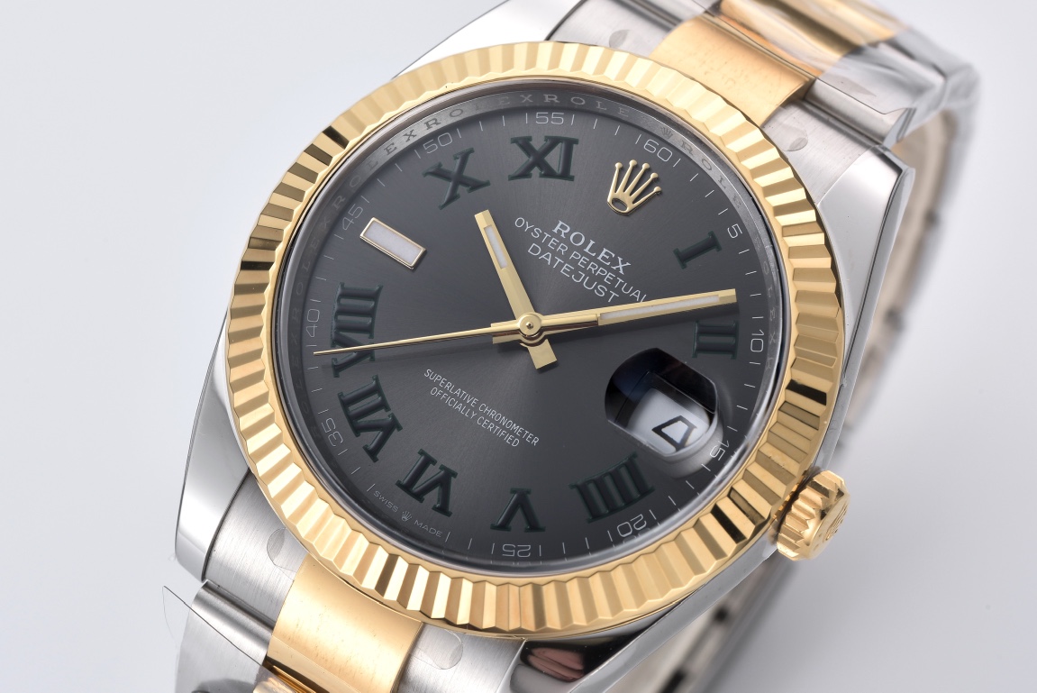 Clean Factory Datejust Wimbledon 126333 41mm Gray Dial with Green Roma Markers Yellow Gold Bezel 3235 Caliber Two Tone Oyster Bracelet 02 Clean Factory Datejust Wimbledon 126333 41mm Gray Dial with Green Roma Markers Yellow Gold Bezel 3235 Caliber Two Tone Oyster Bracelet 02