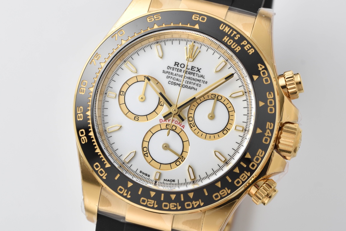Clean Factory Daytona 126518 White Dial Yellow Gold Case Black Ceramic Bezel SH4131 Movement Oysterflex Strap 02 Clean Factory Daytona 126518 White Dial Yellow Gold Case Black Ceramic Bezel SH4131 Movement Oysterflex Strap 02
